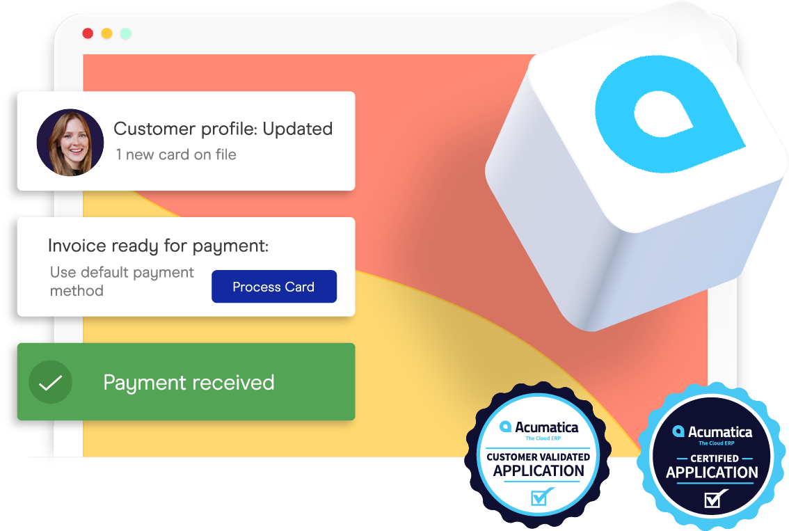 acumatica above the fold accepting credit cards inside acumatica