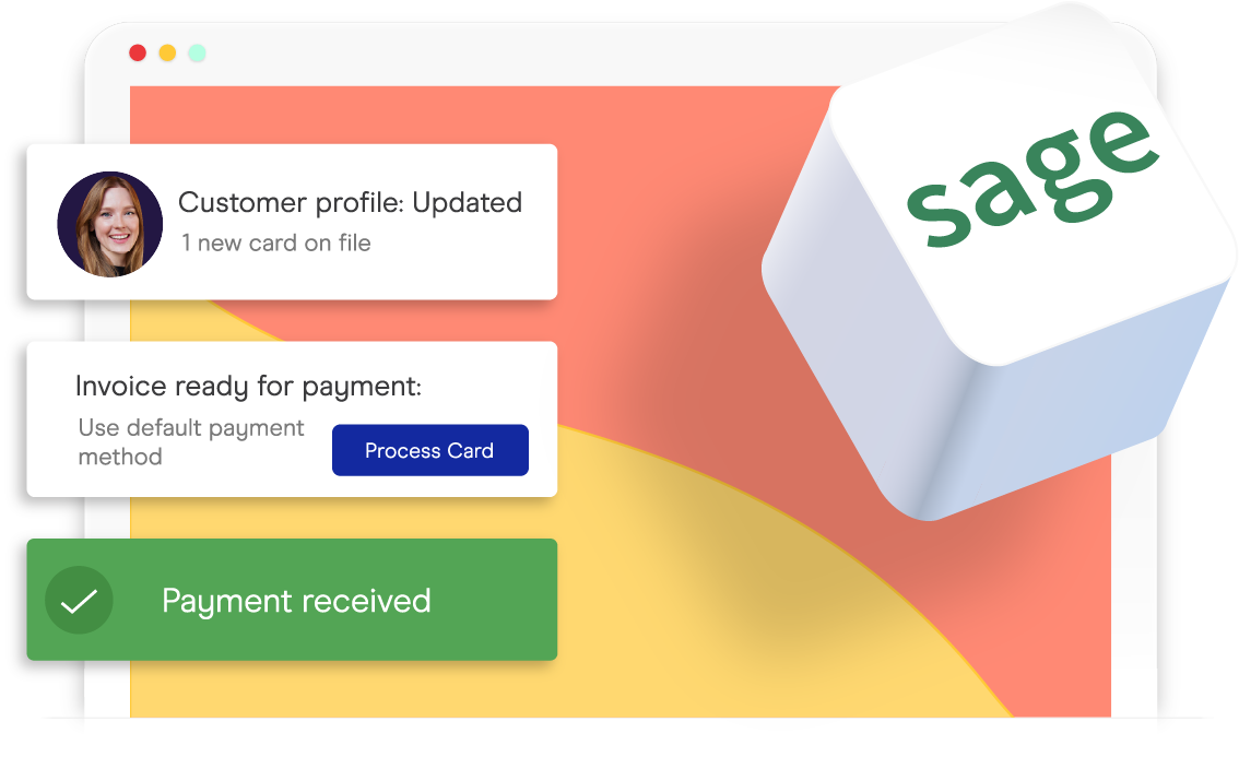 sage above the fold accepting credit cards inside of sage