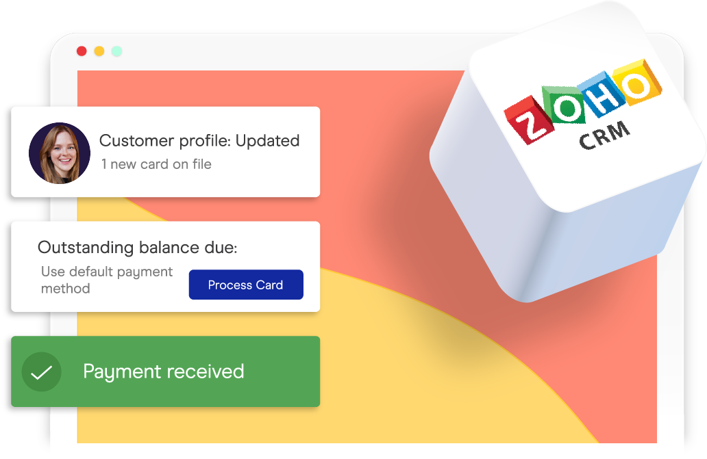 zoho above the fold accepting credit card payments inside of zoho crm