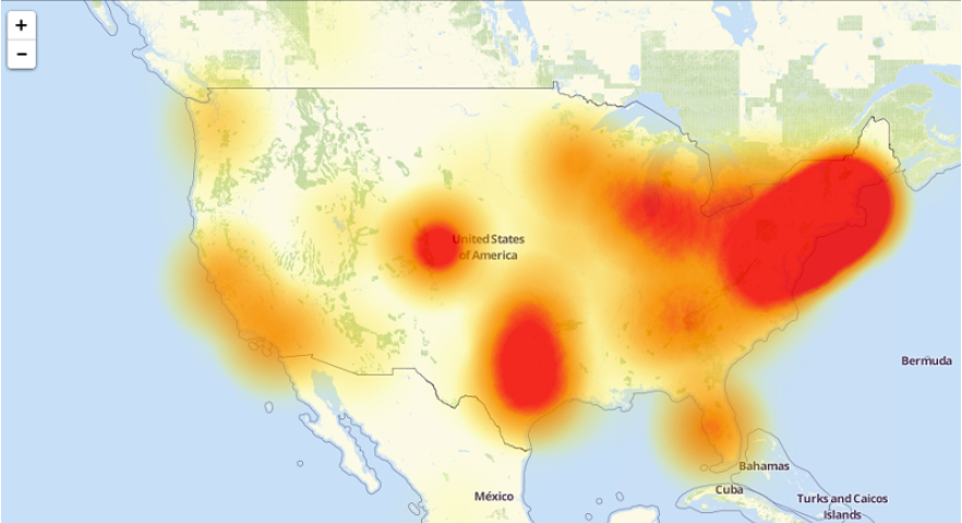 Downdetector 2016 Dyn Attack Outage Map