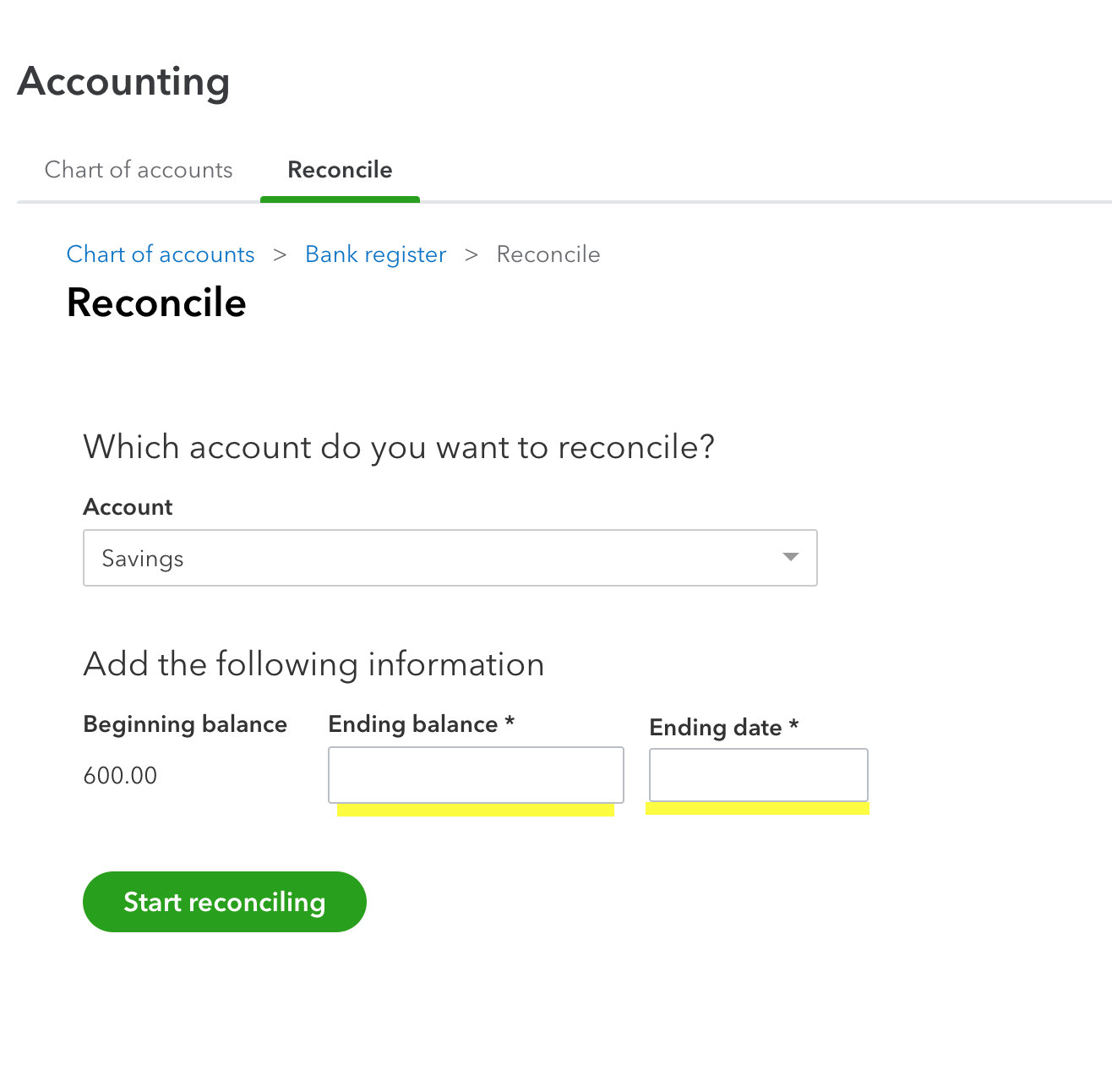 Enter your ending balance in QuickBooks Online