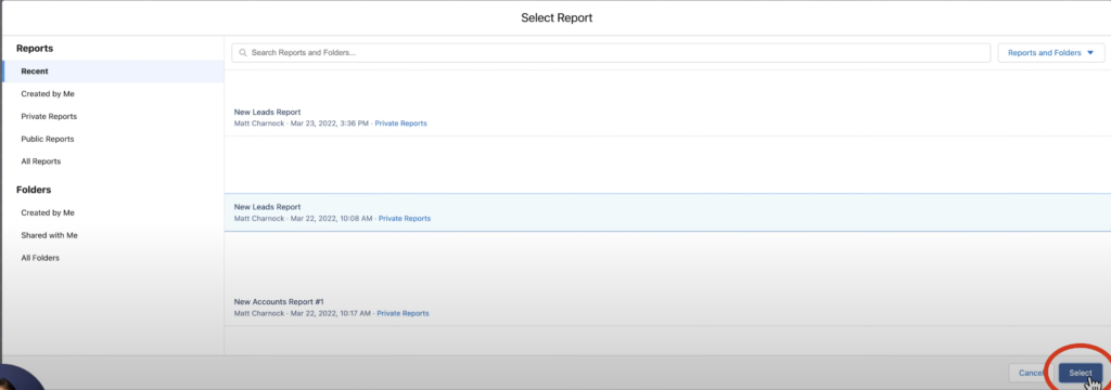 adding in the reports into the salesforce lightning experience dashboard 