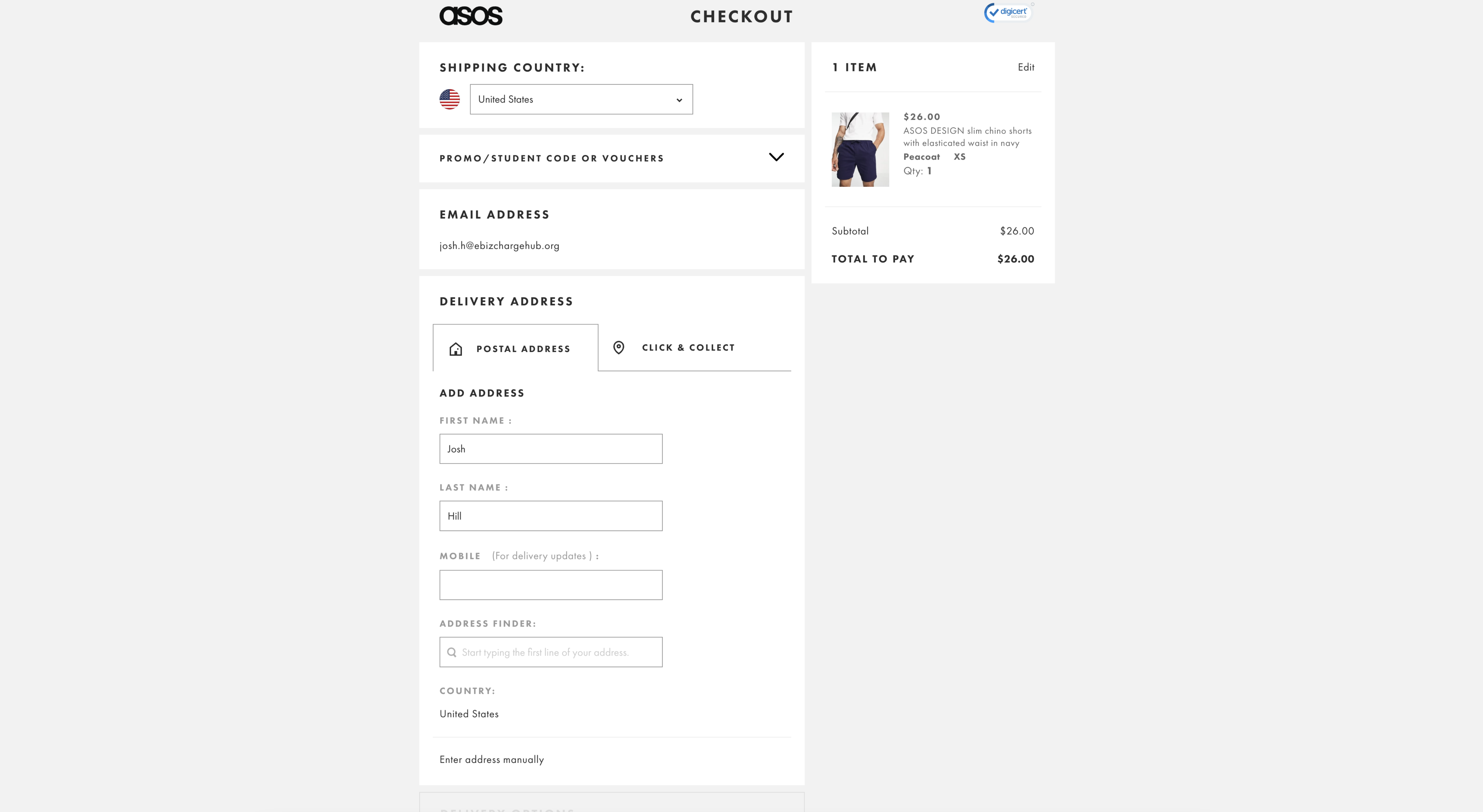 ASOS Checkout