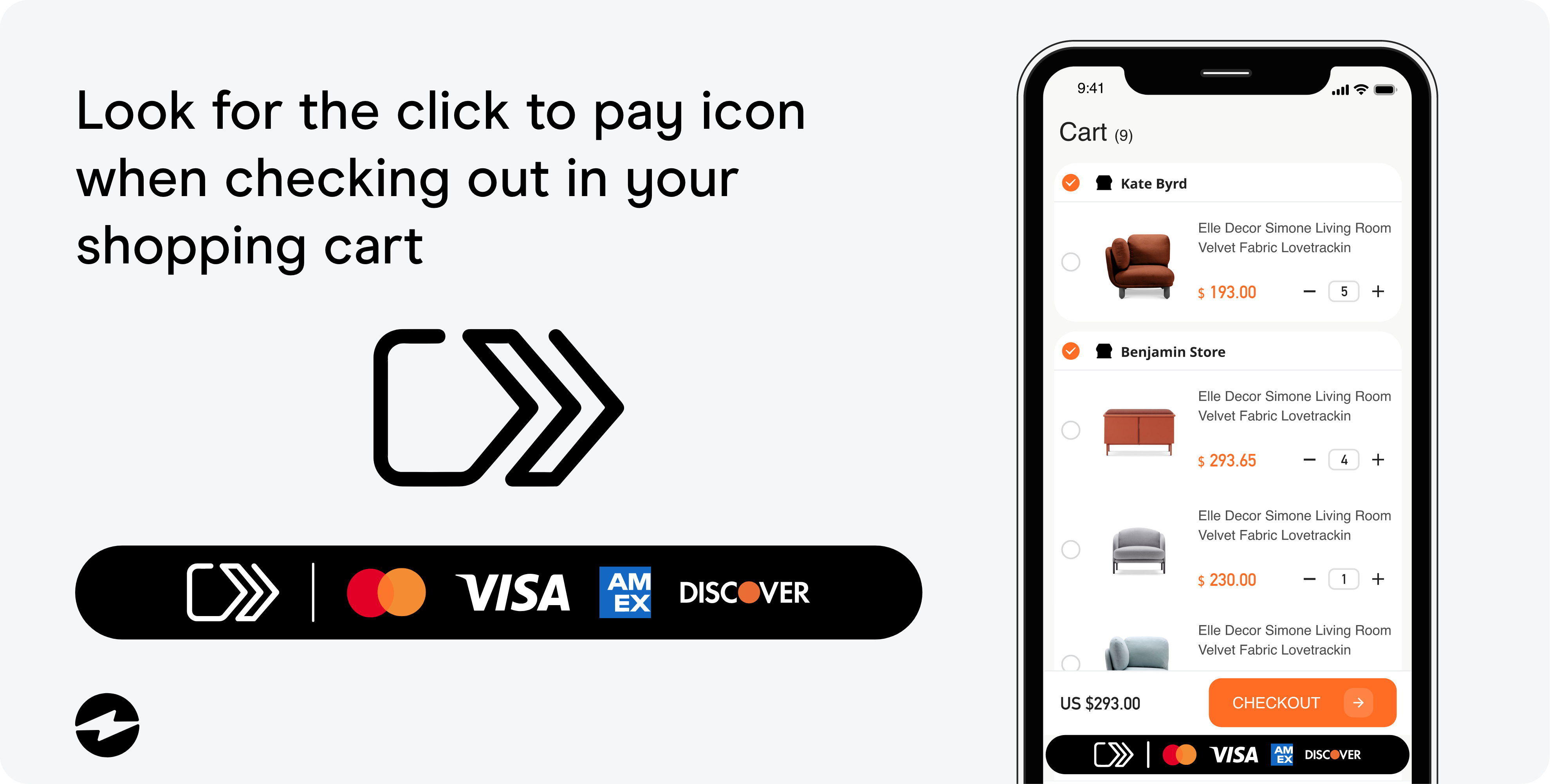 Visa, Mastercard, Discover, and American Express Pay button