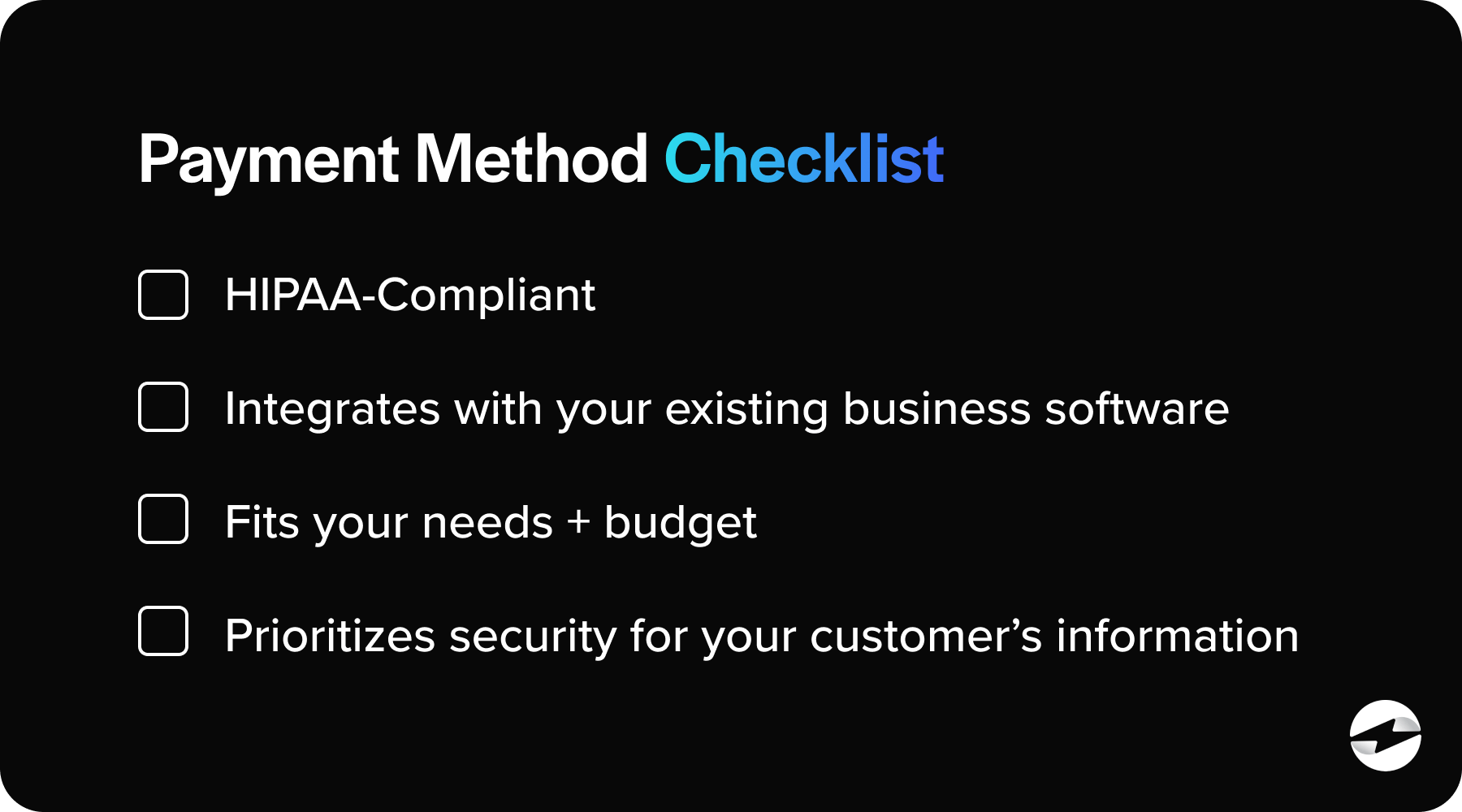 payment method checklist
