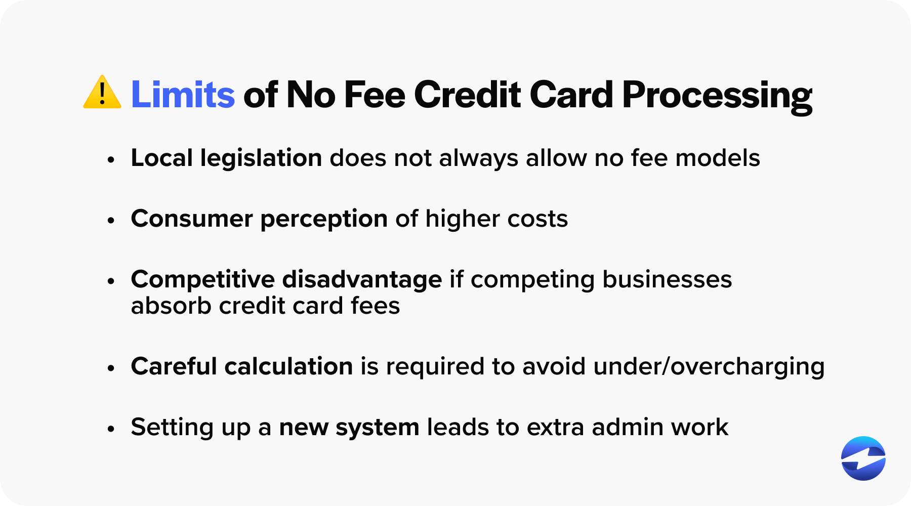 no fee credit card processing limits
