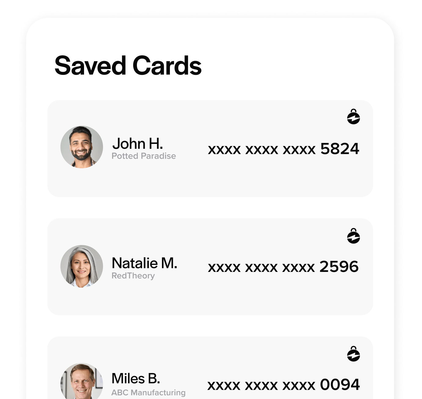 saved cards feature