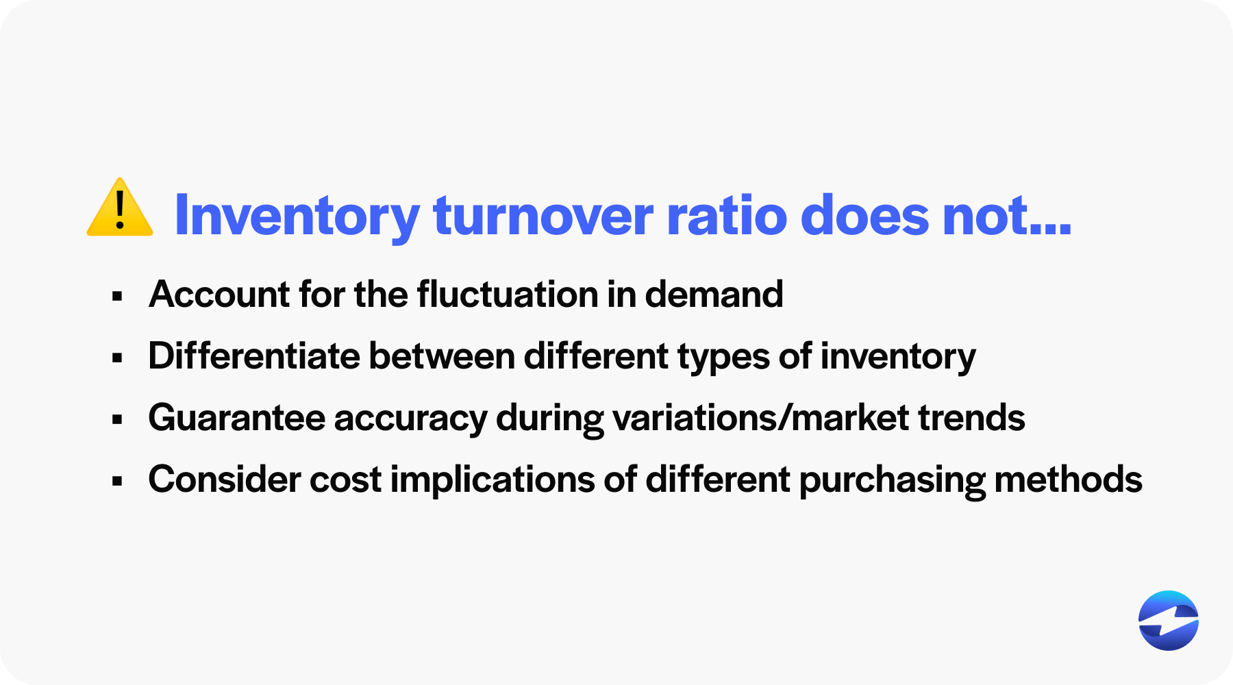 Inventory turnover ratio does not