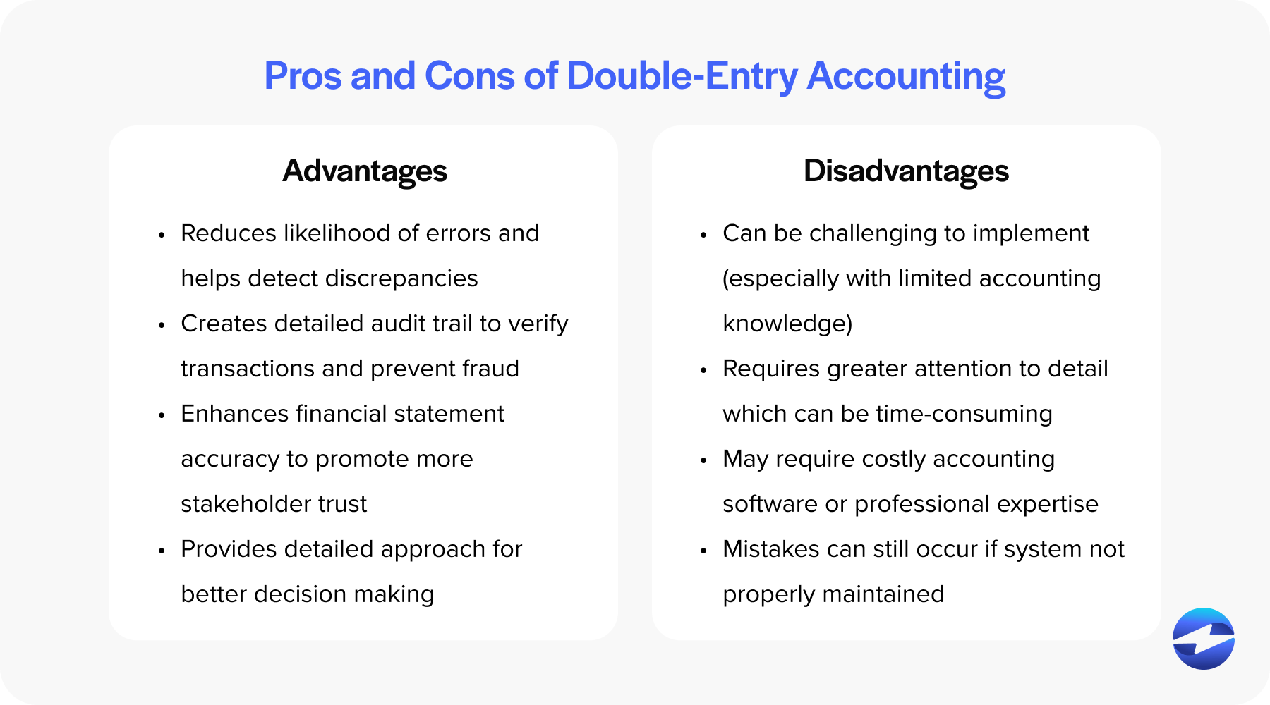 pros and cons of double entry accounting 