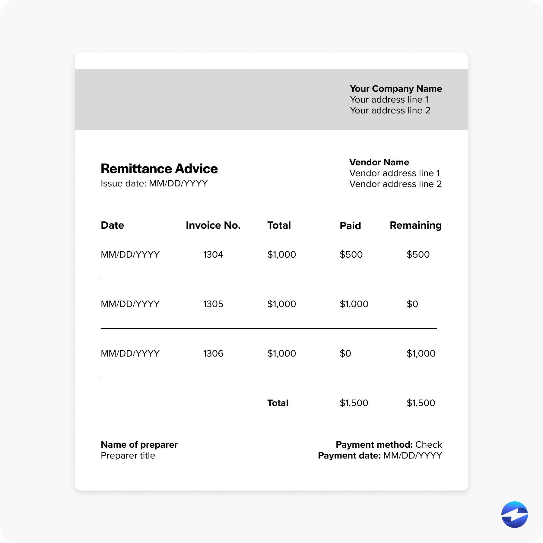 remittance example