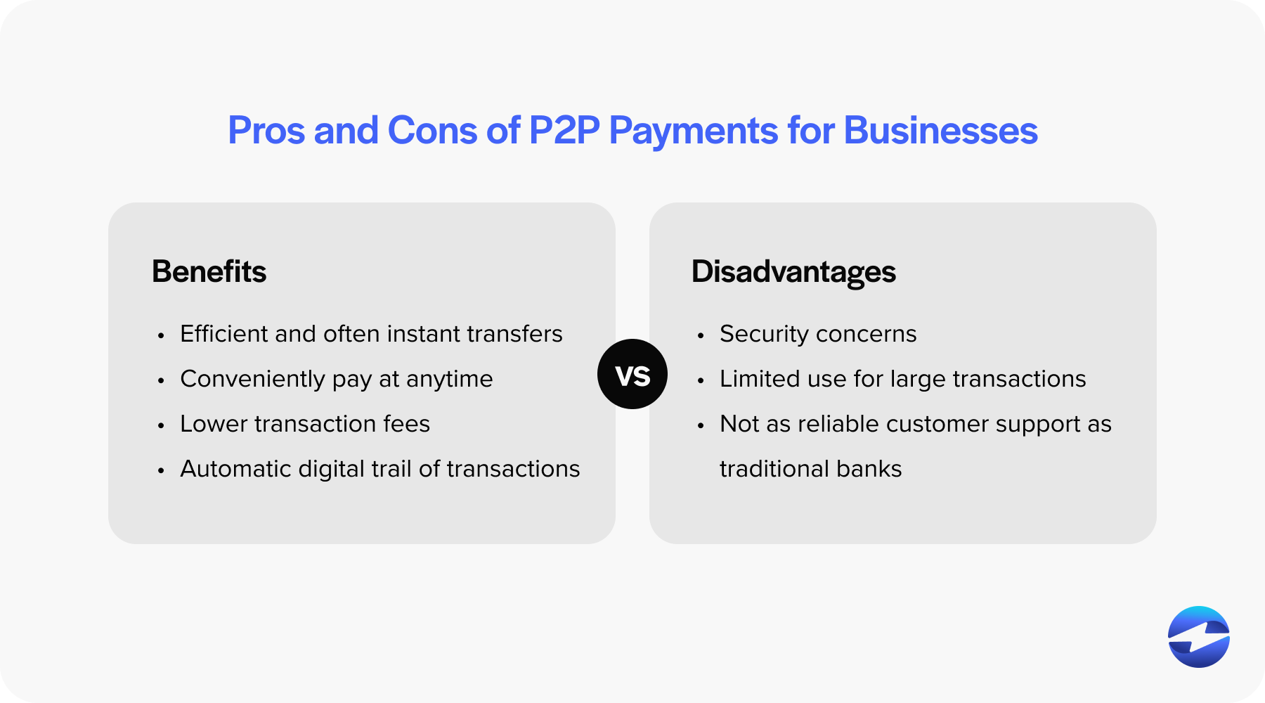 what are the pros and cons of using p2p payments