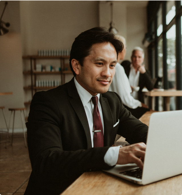 Businessman downloading an ach template