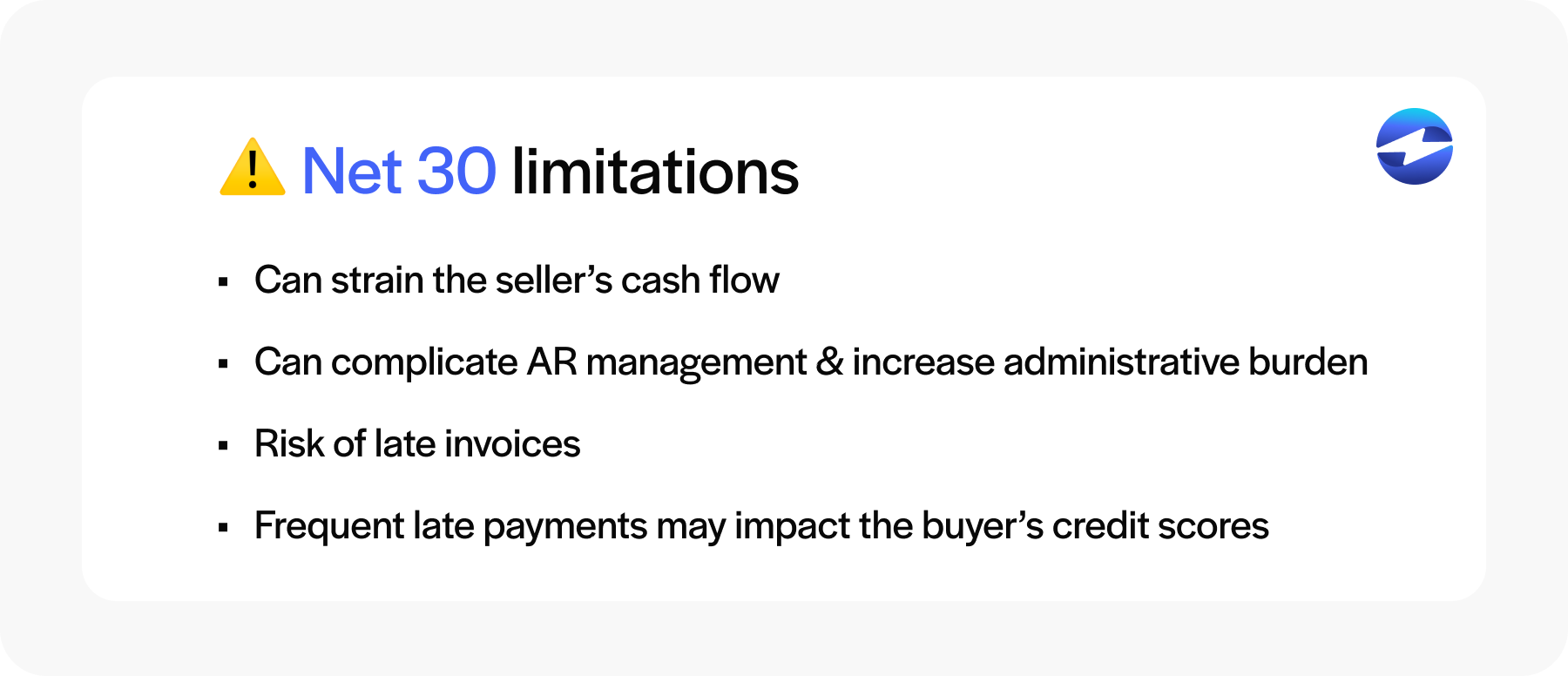 net 30 limitations