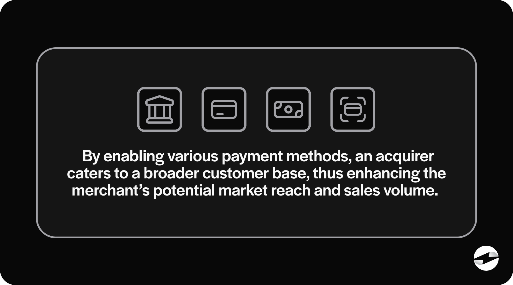 merchant acquirer should offer various payment methods