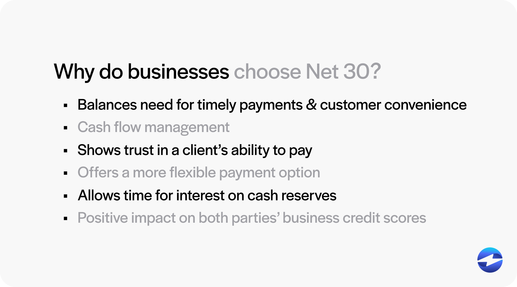 why do businesses use net 30