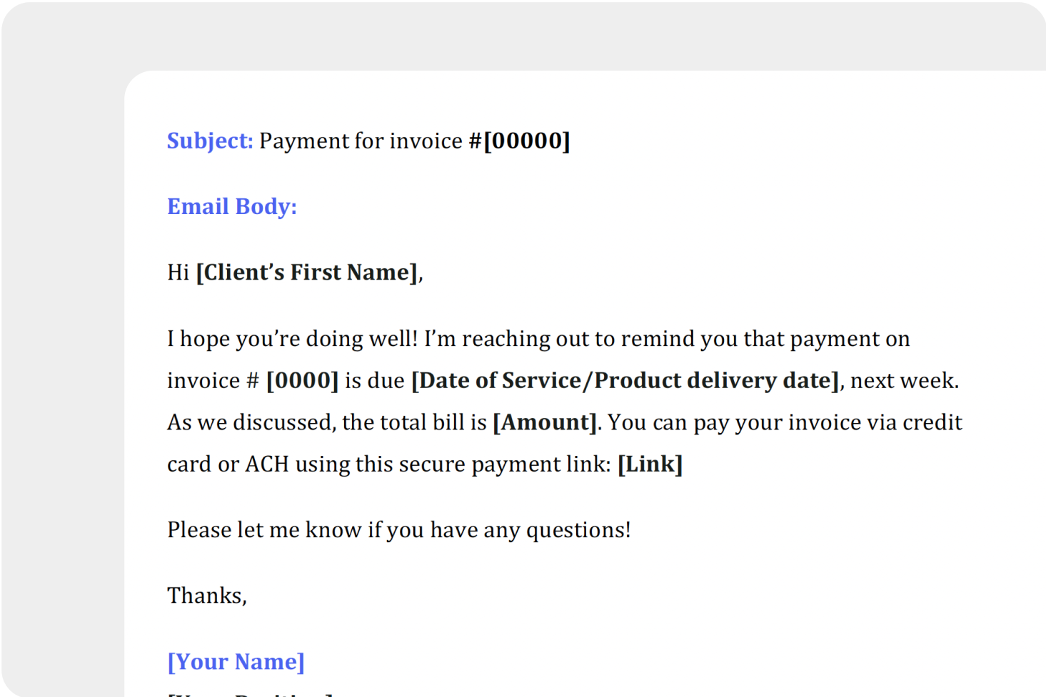 payment reminder email template