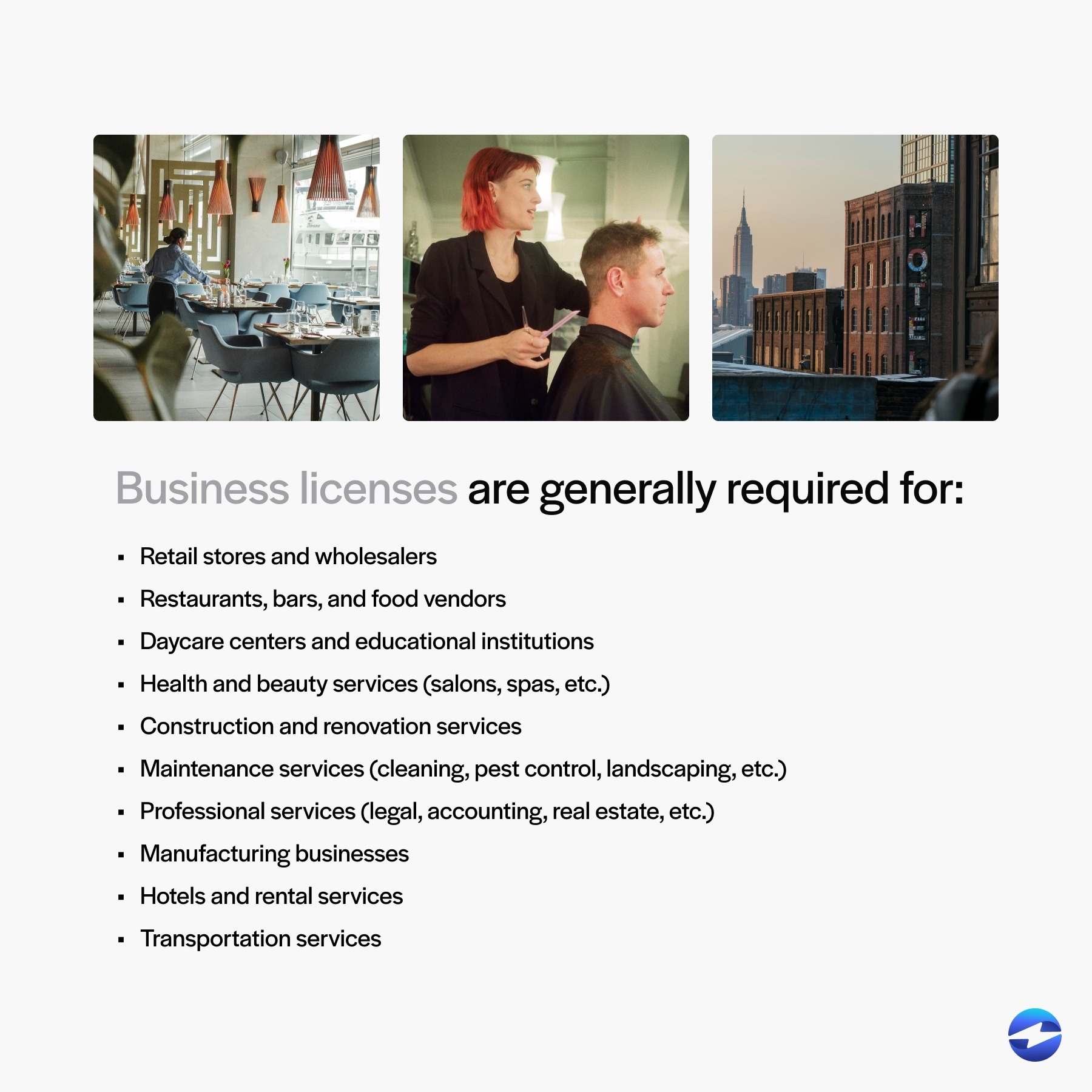 What kinds of businesses require business licenses?