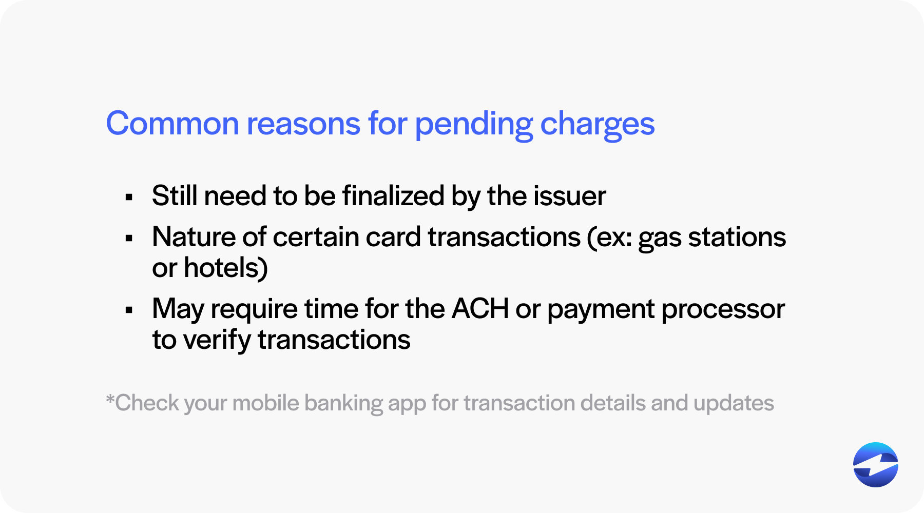 common reasons for pending charges