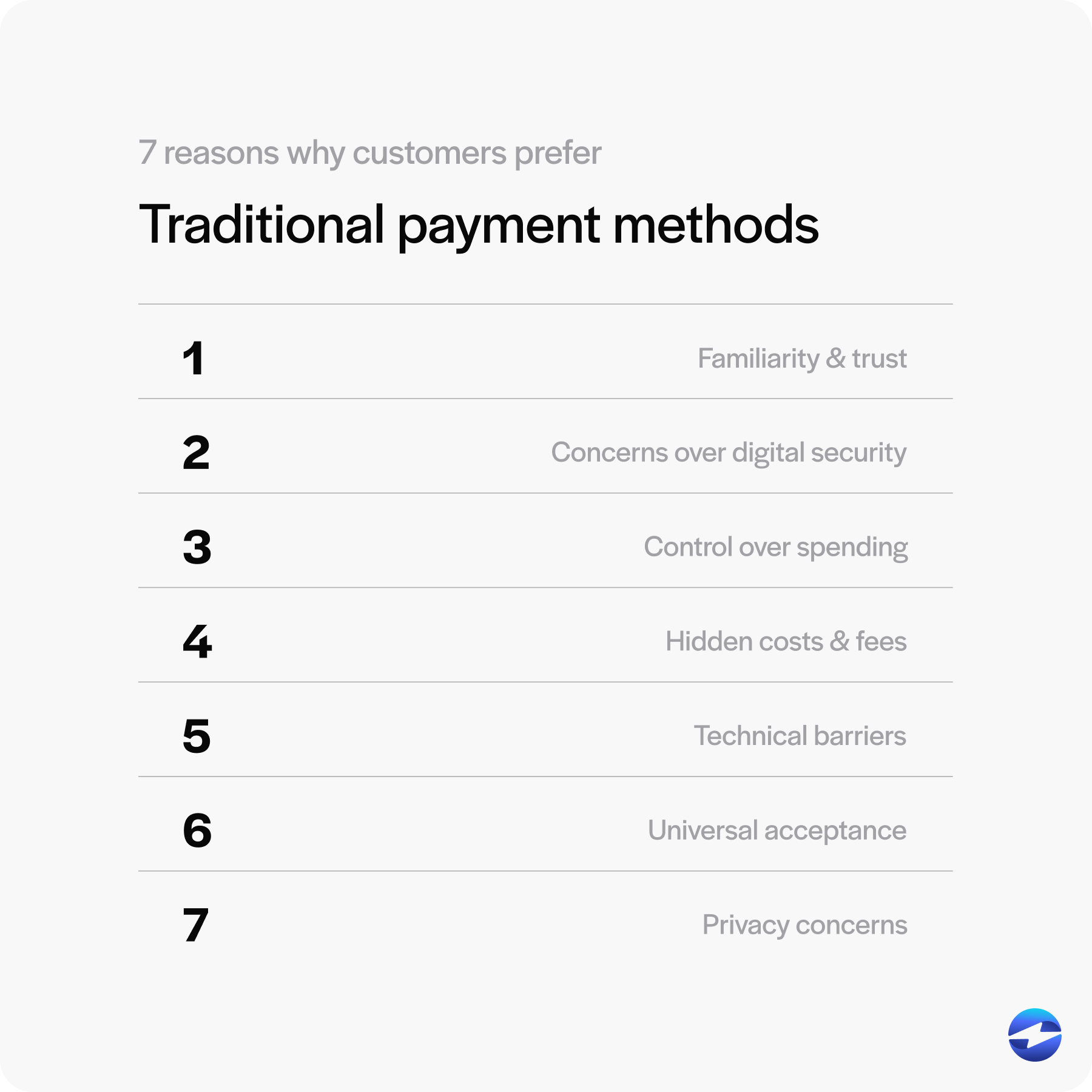 7 traditional payment methods