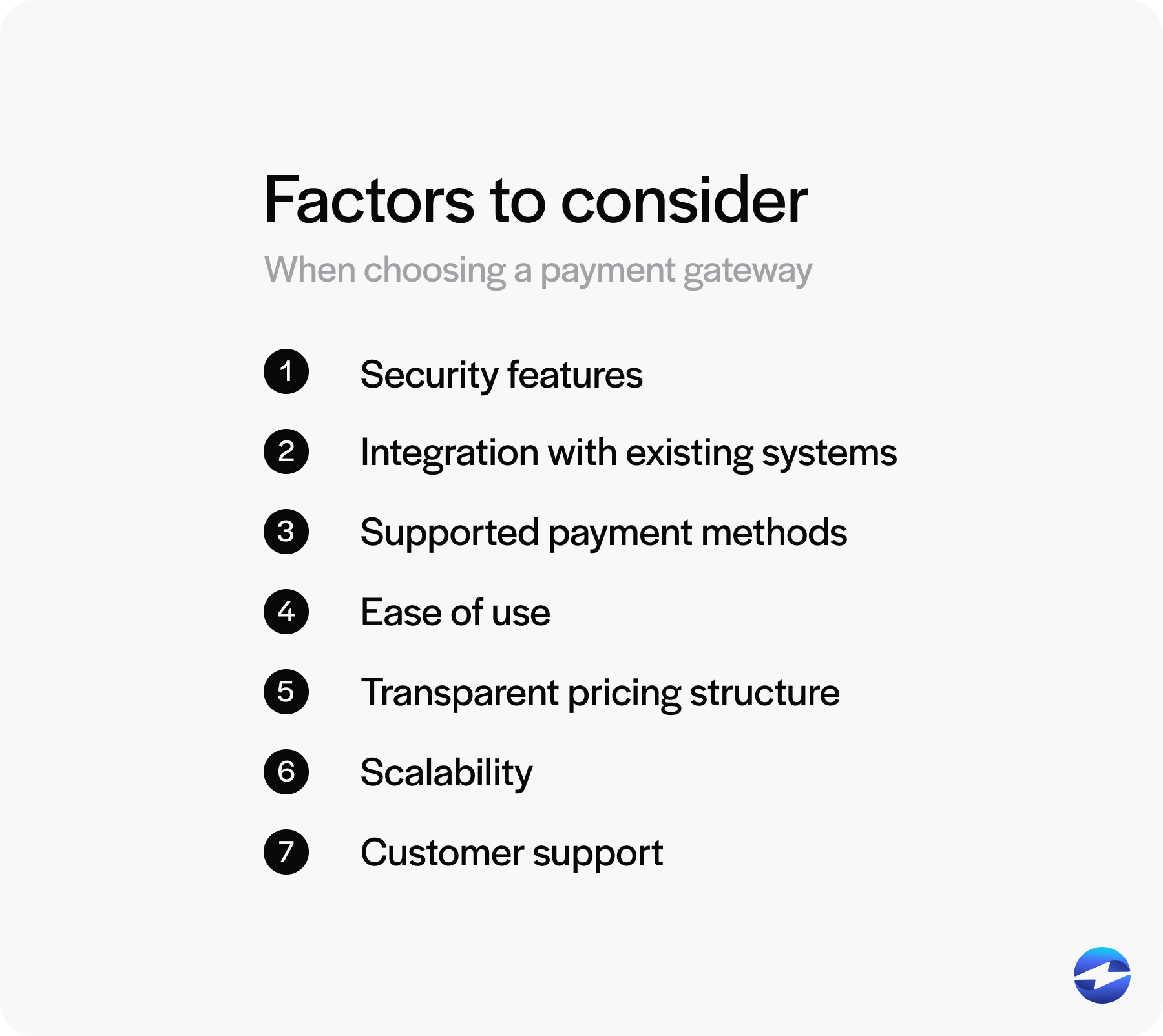 factors to consider when choosing a payment gateway