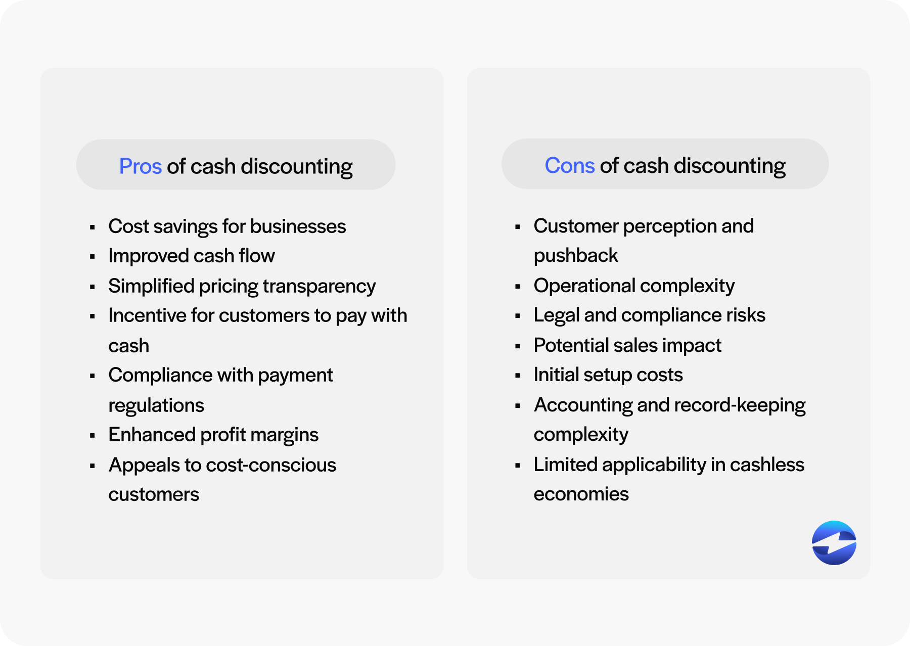 pros and cons of cash discounting