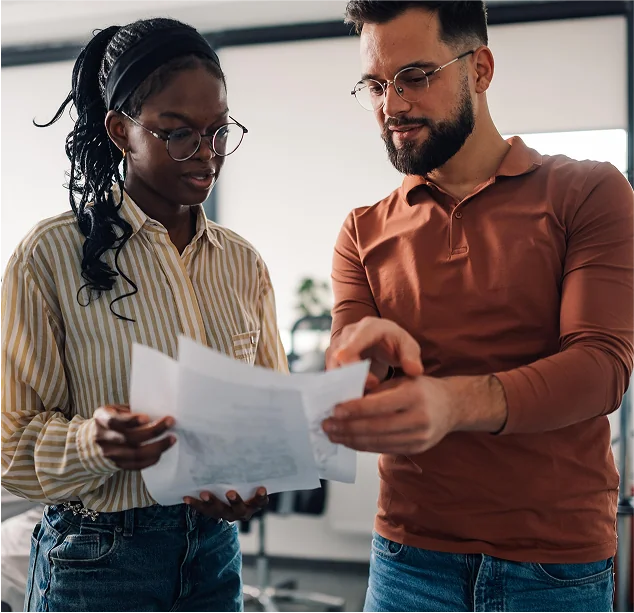 business people using an invoice