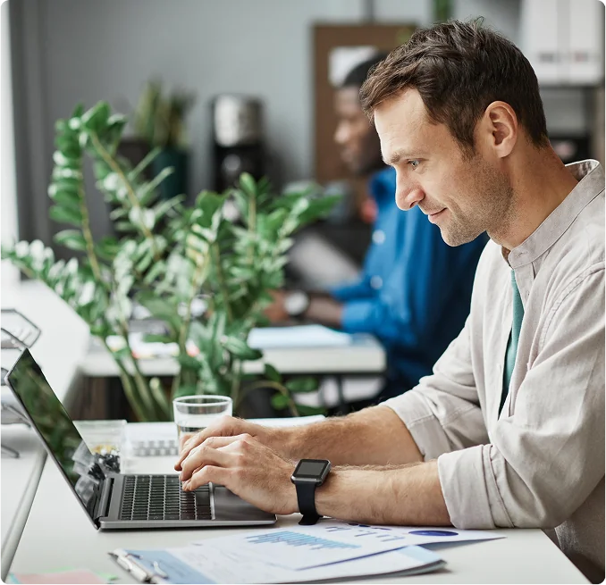 man working on business cash flow template