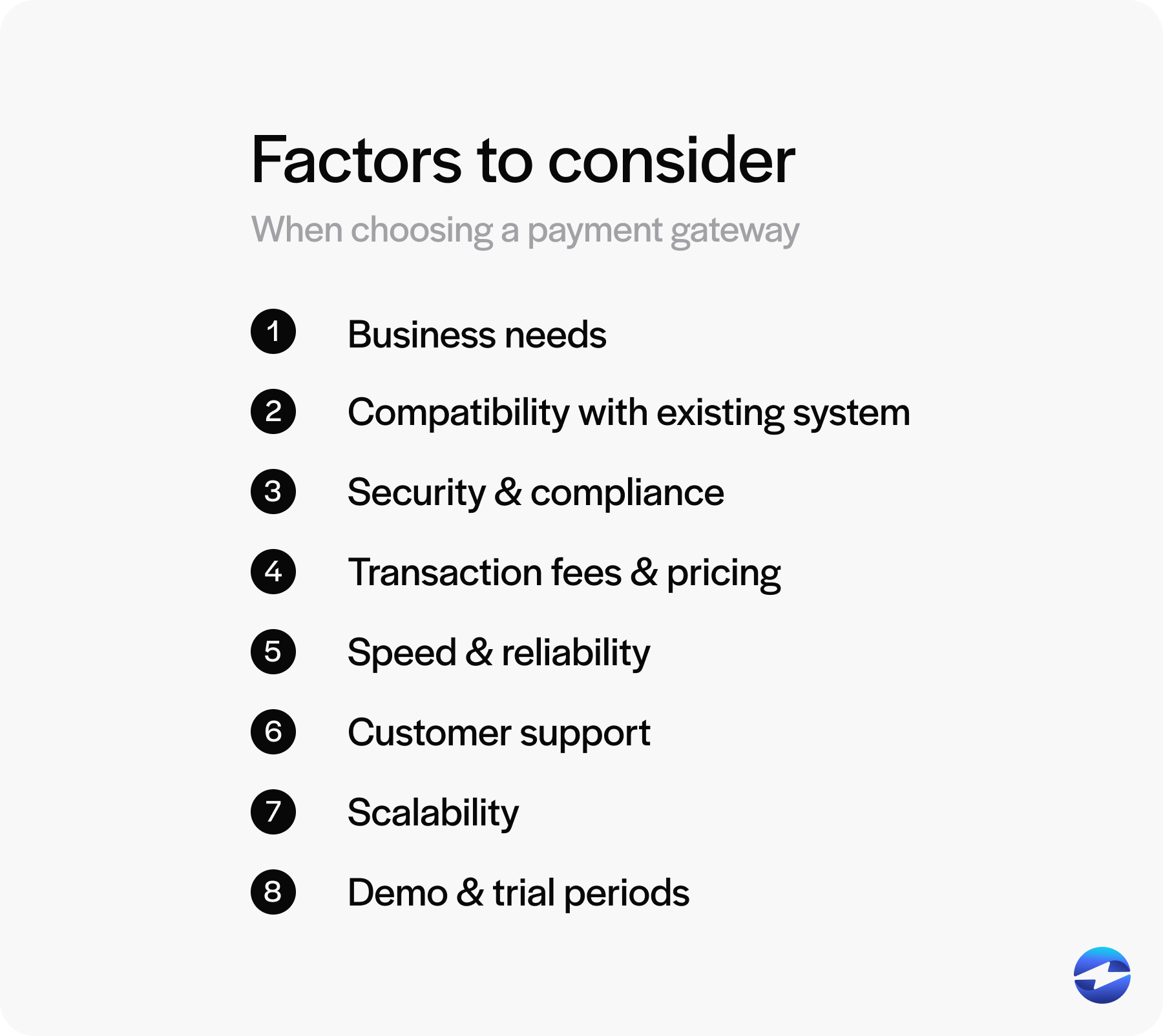 factors to consider when choosing a payment gateway