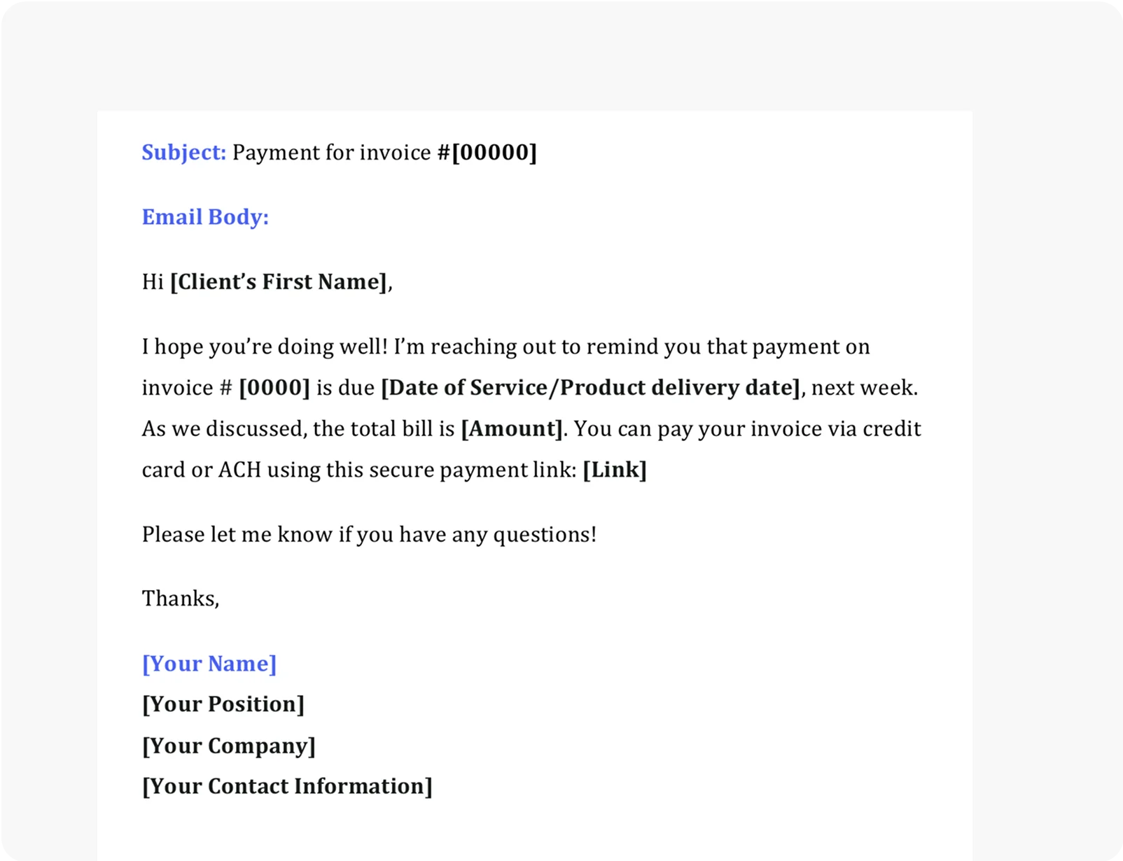 Payment Reminder Email