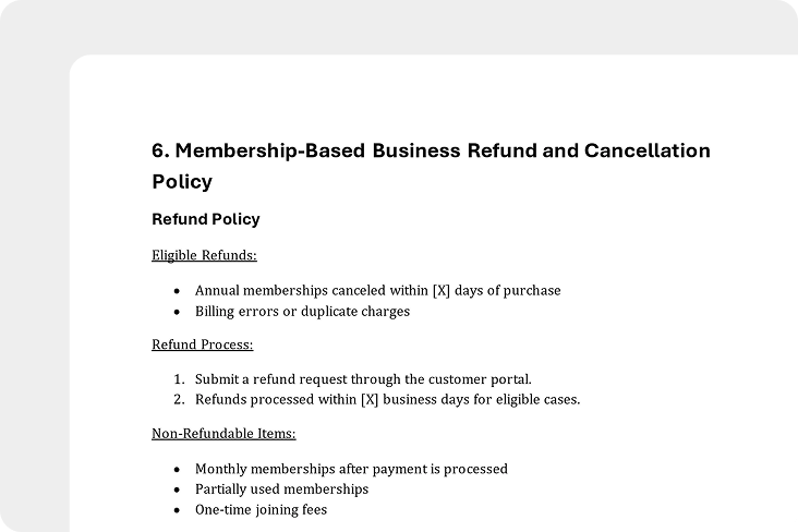 Refund and Cancellation Policy Template preview