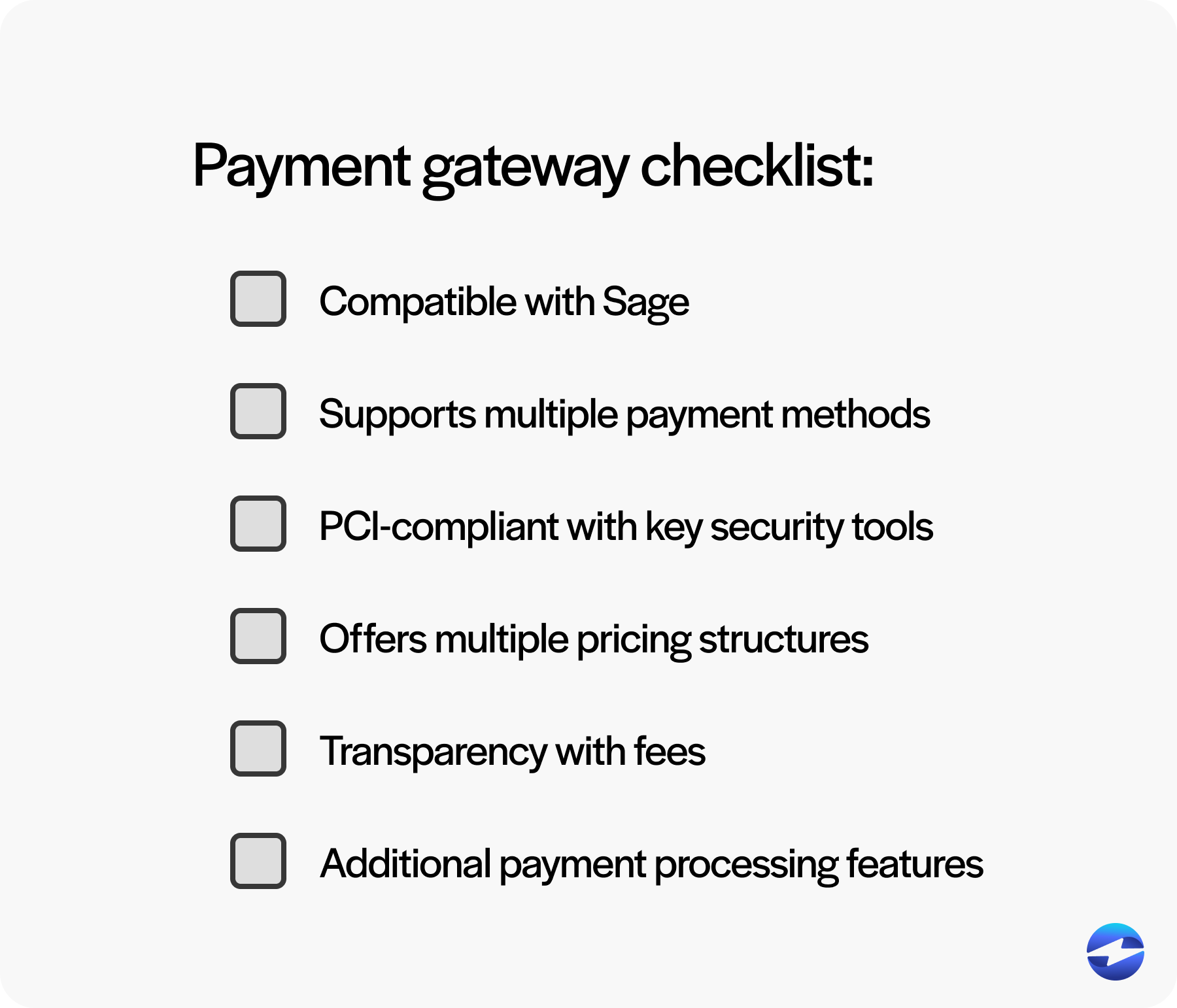 payment gateway checklist