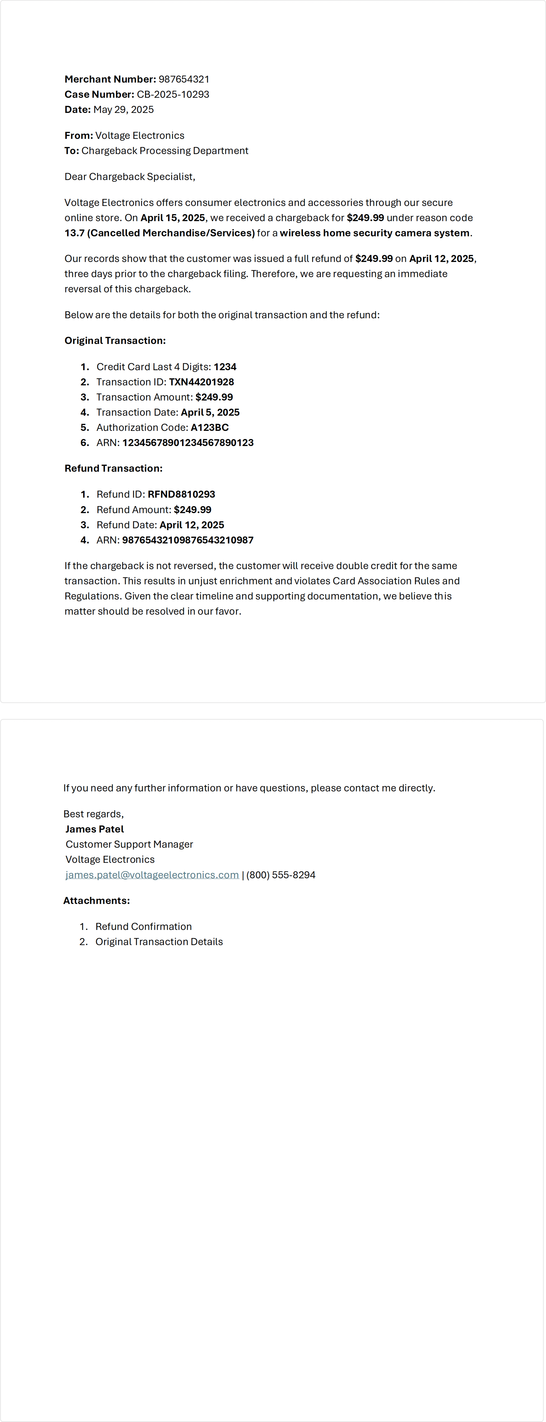 Rebuttal letter example m Rebuttal letter example m