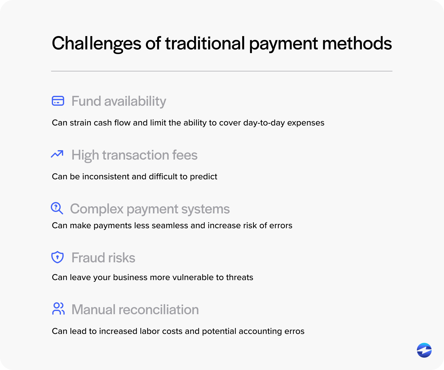 challenges of traditional payment methods