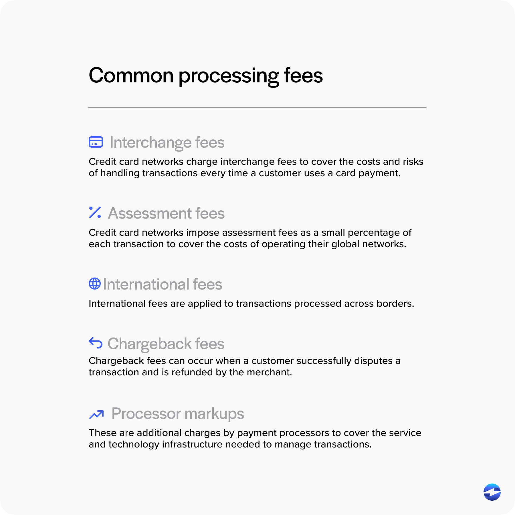 common processing fees