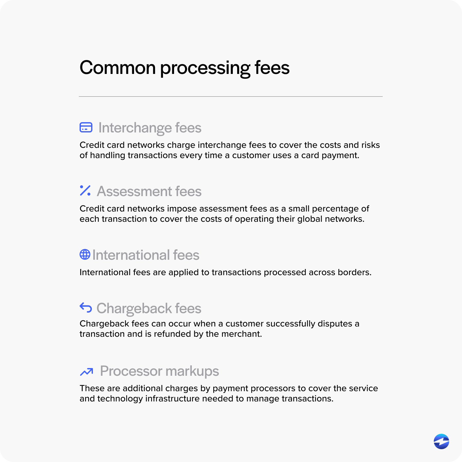 common processing fees