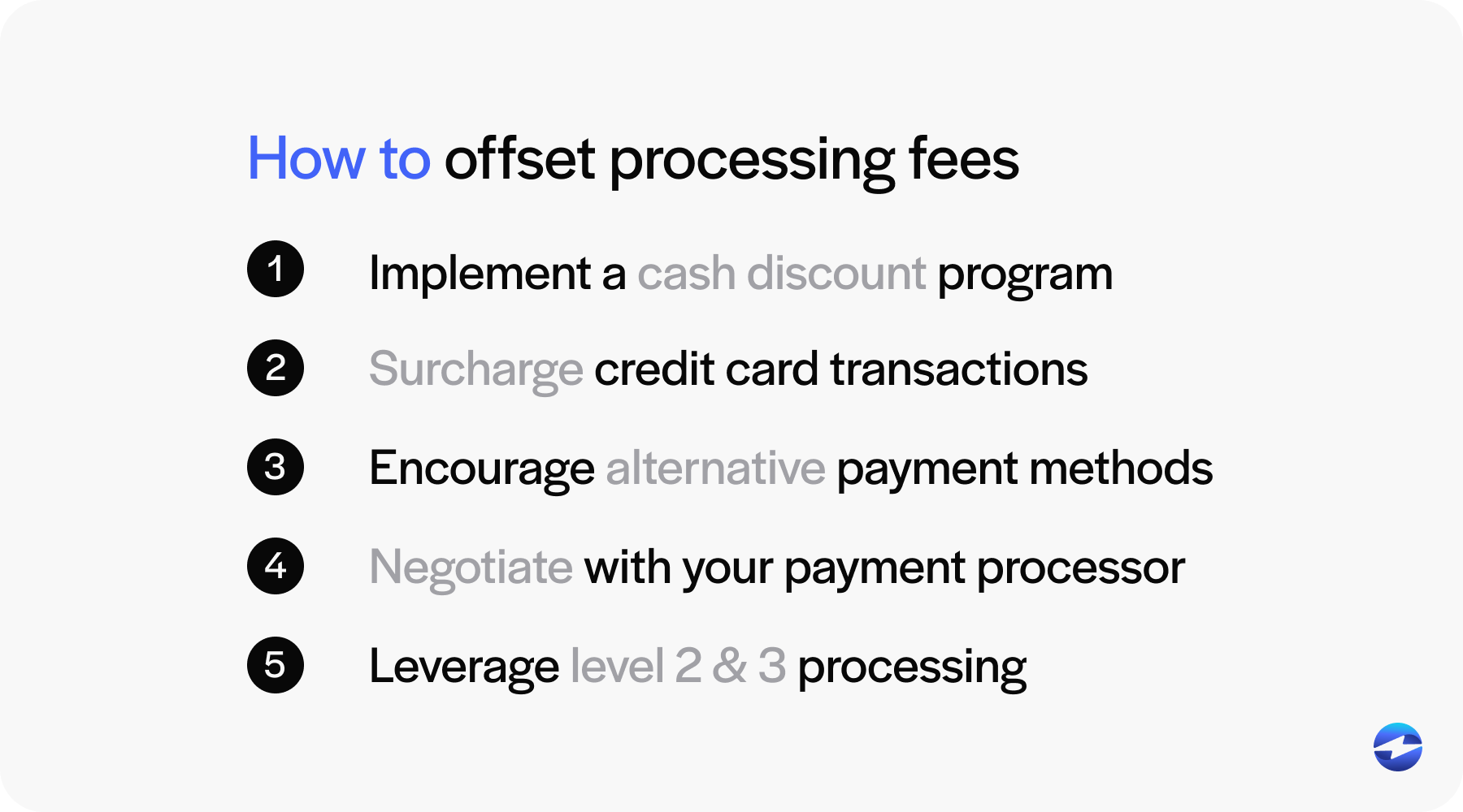 how to offset processing fees