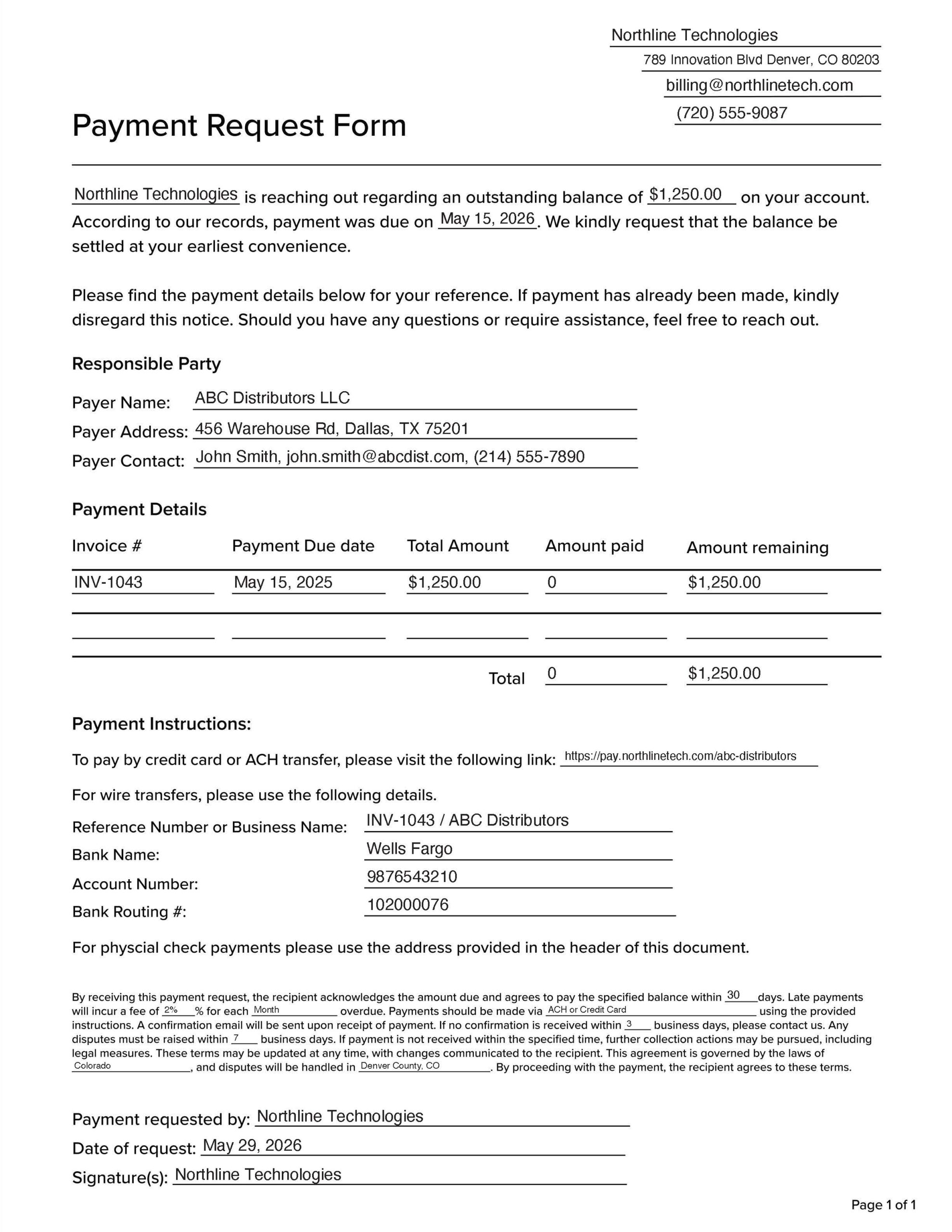 payment request form