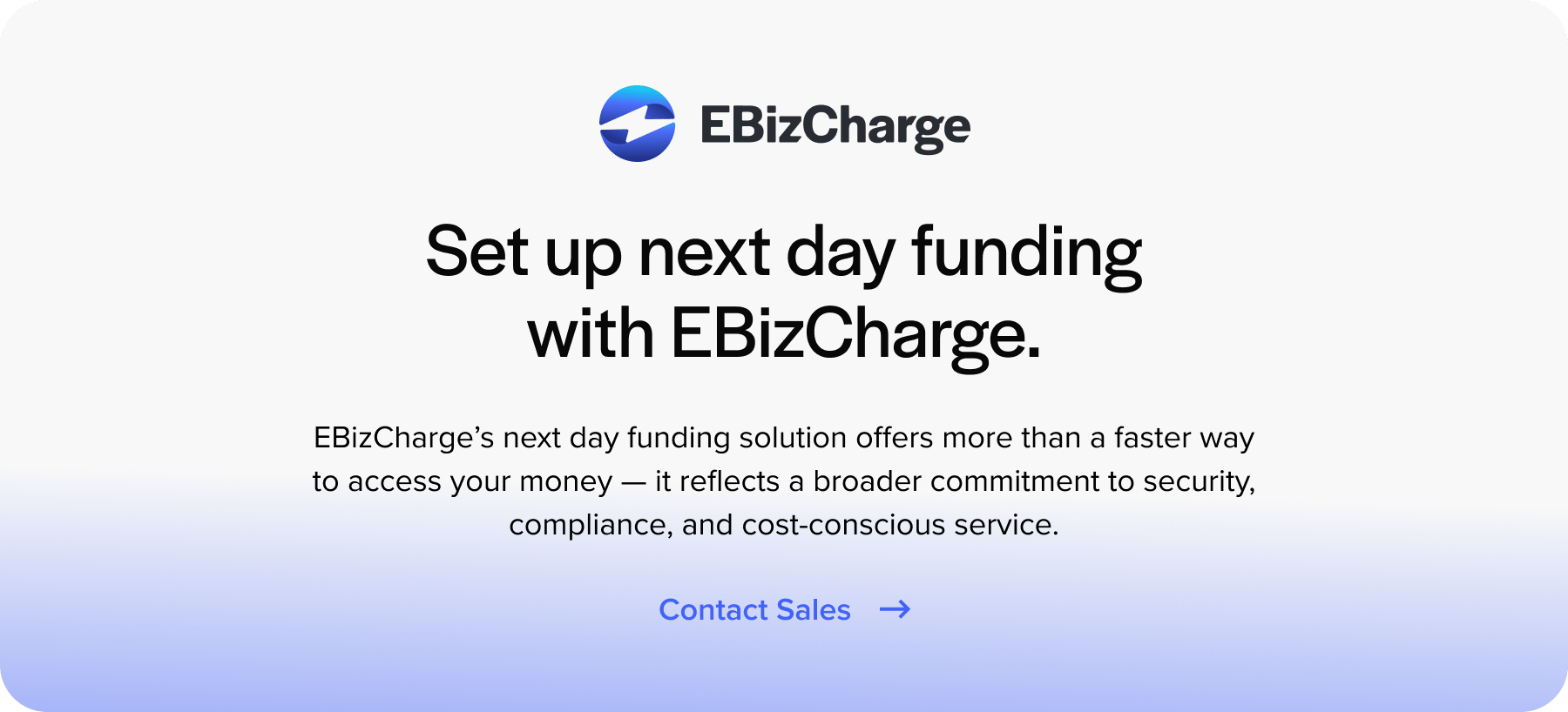 set up next day funding with EBizCharge