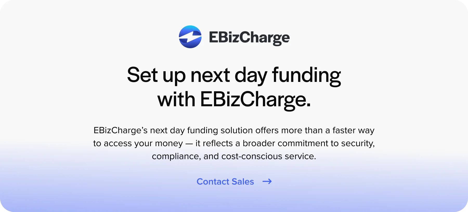 set up next day funding with EBizCharge