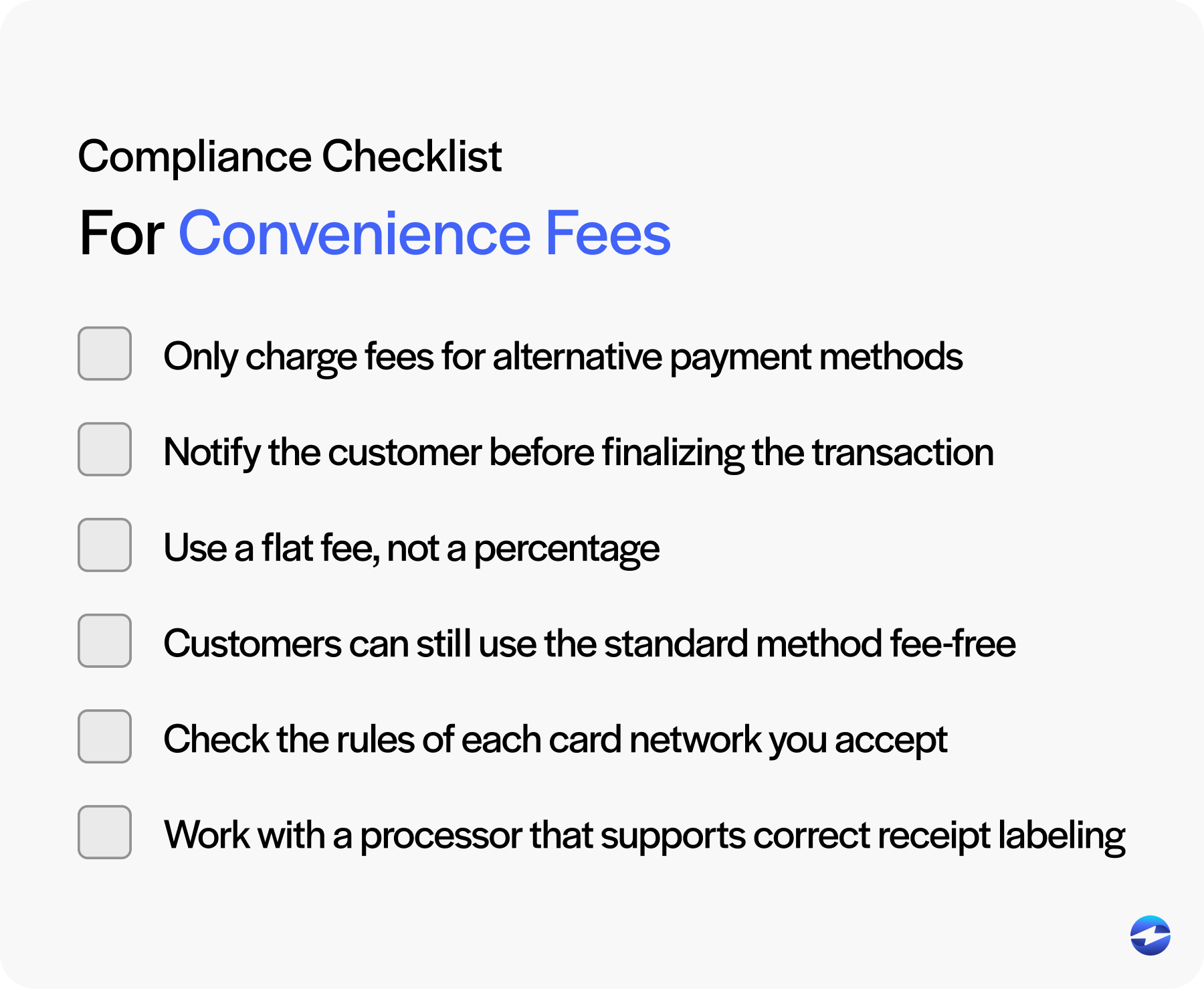 compliance checklist for convenience fees