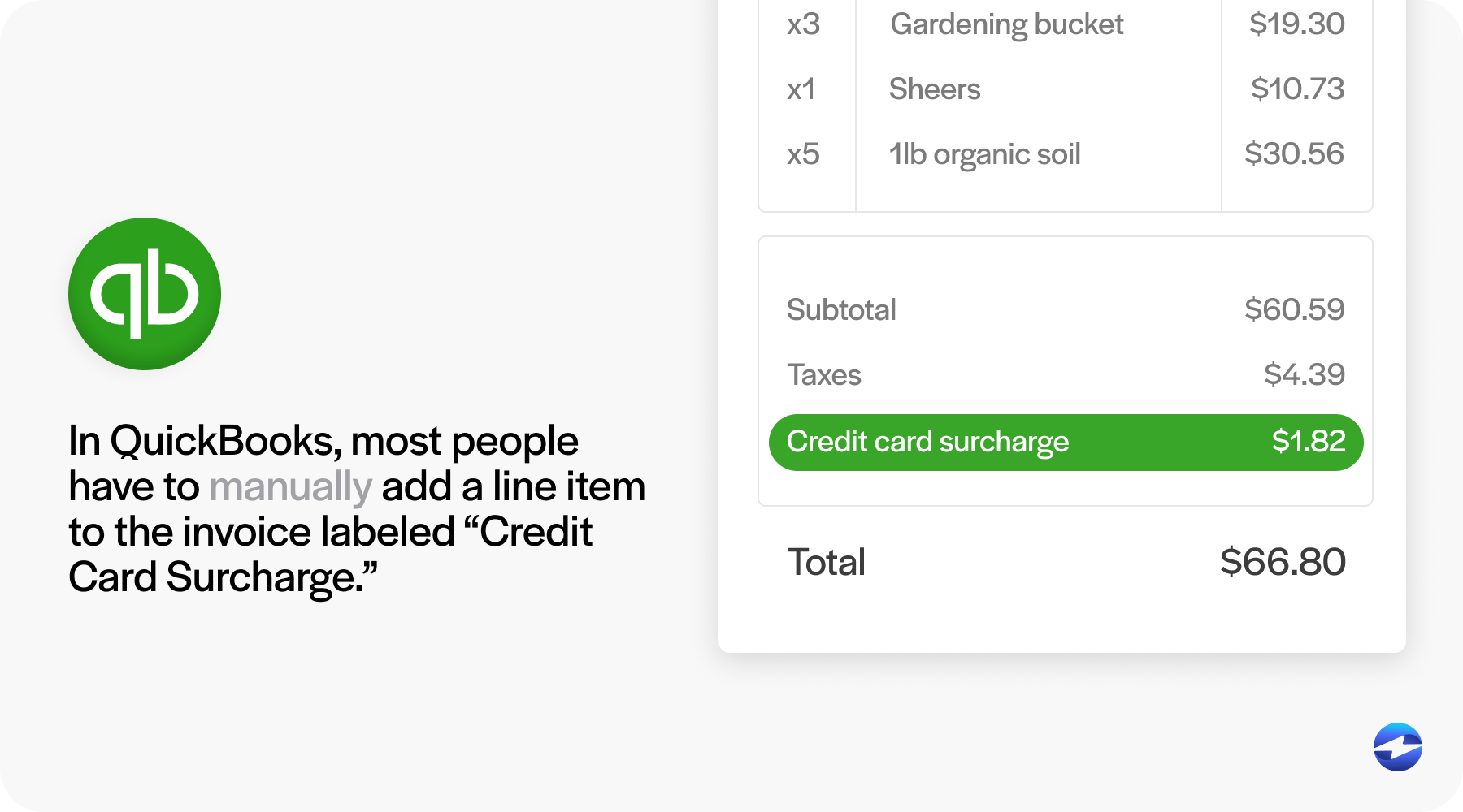 quickbooks credit card surcharge
