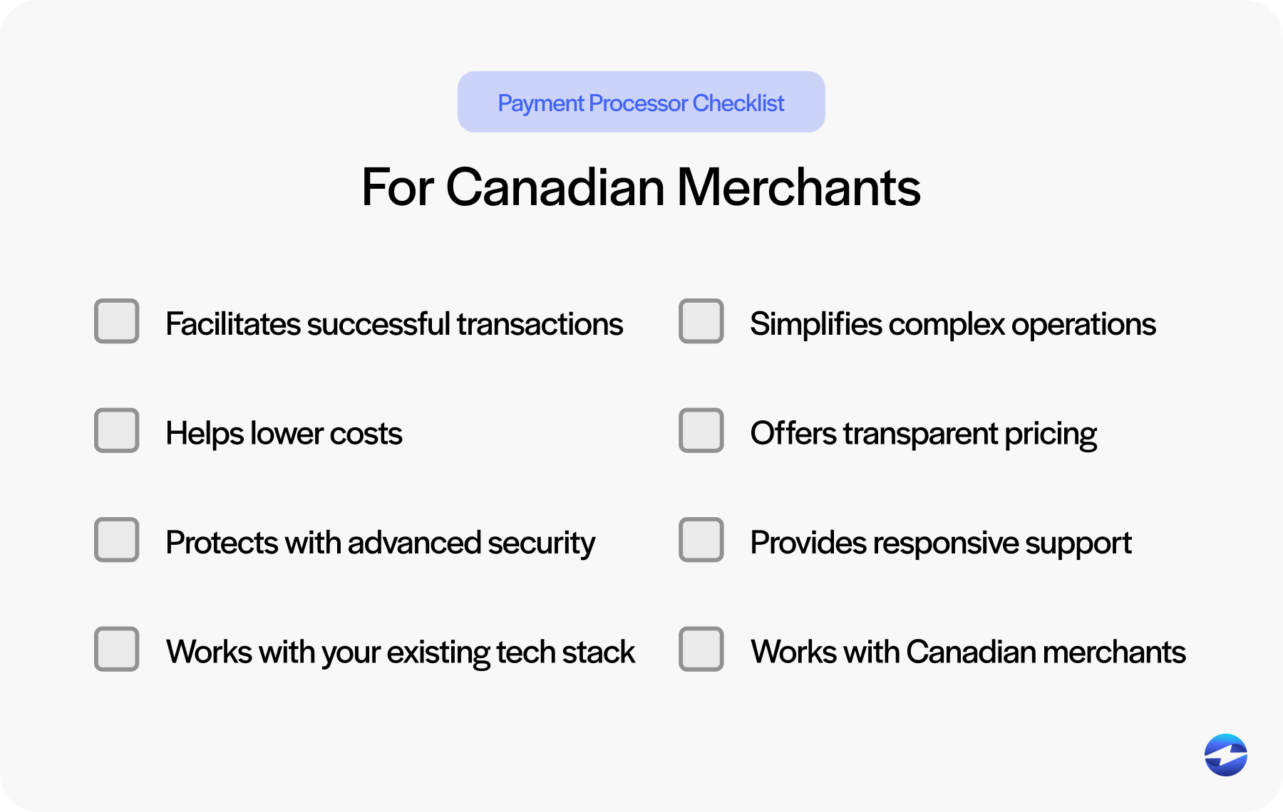 processing checklist for canadian merchants