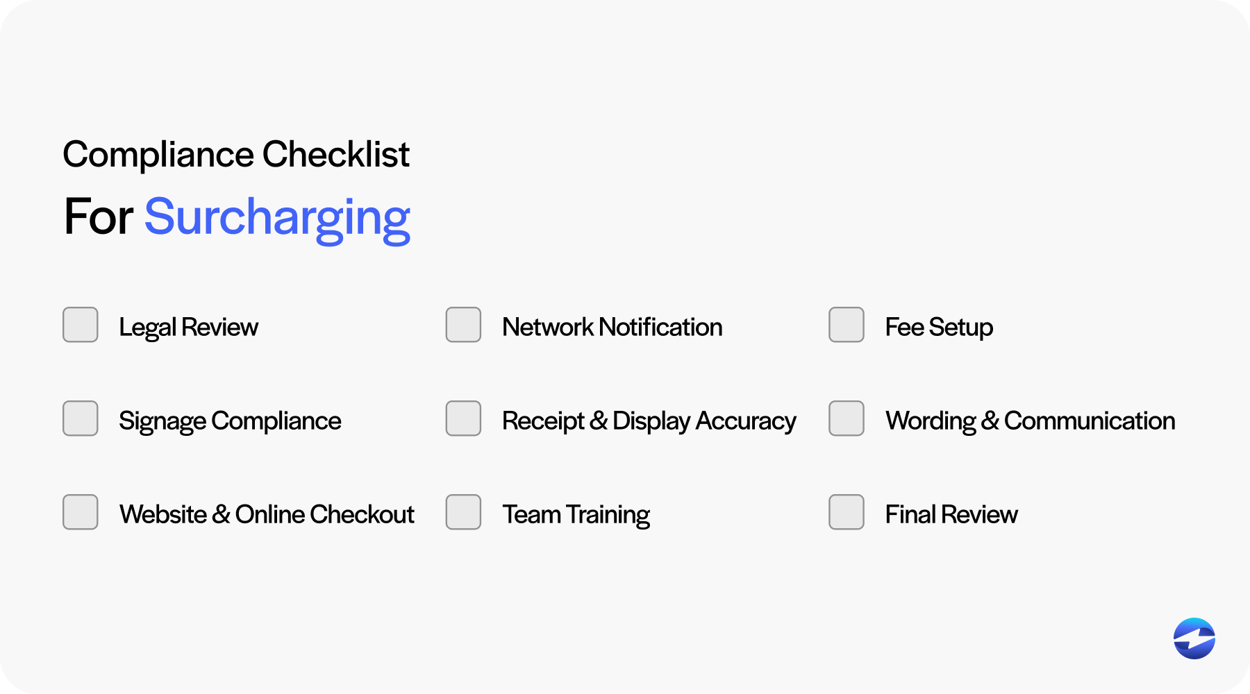 Surcharge Compliance checklist