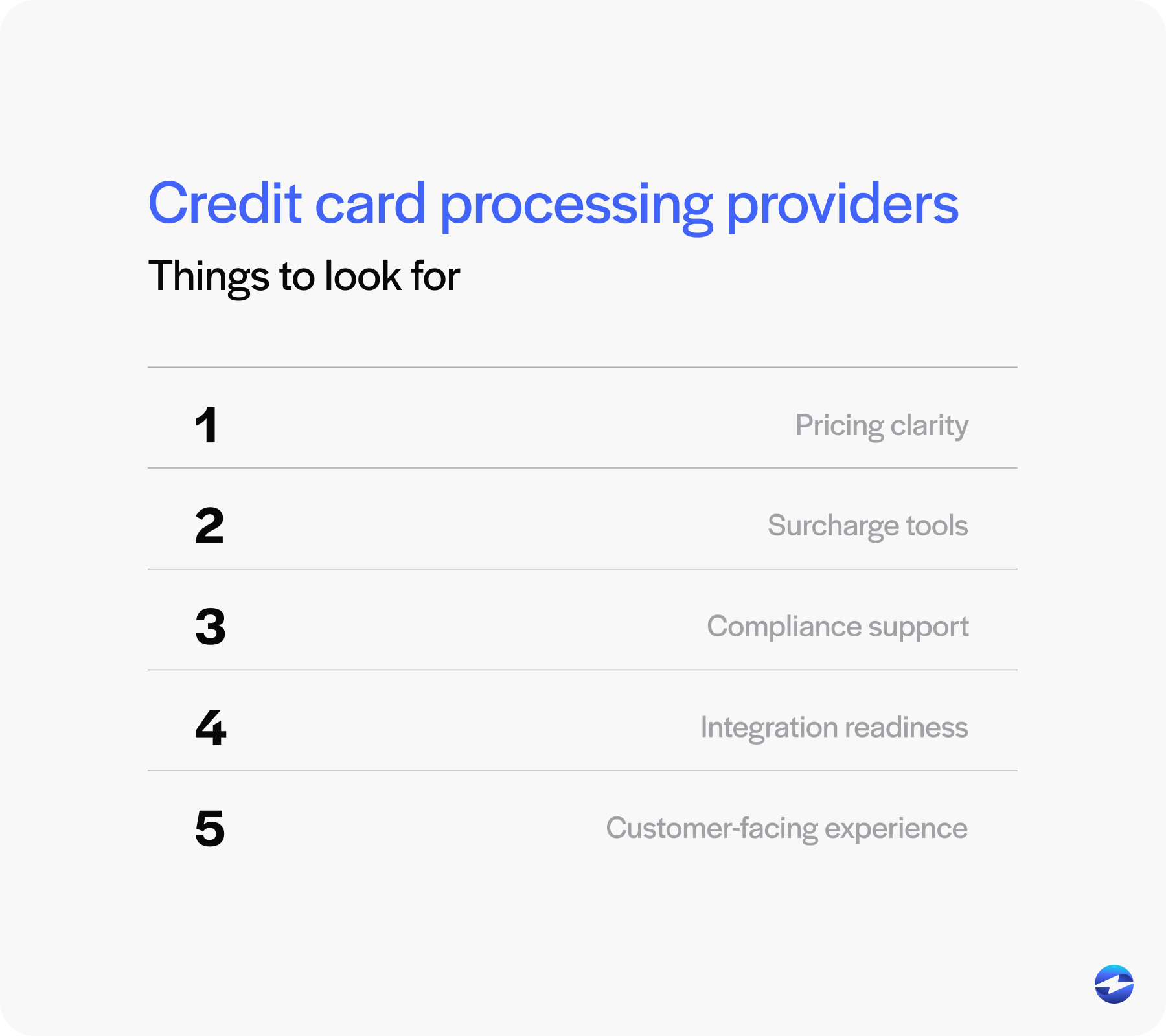 things to look for in a credit card processing provider