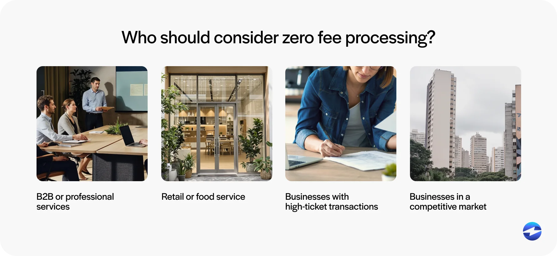 who should consider zero fee processing