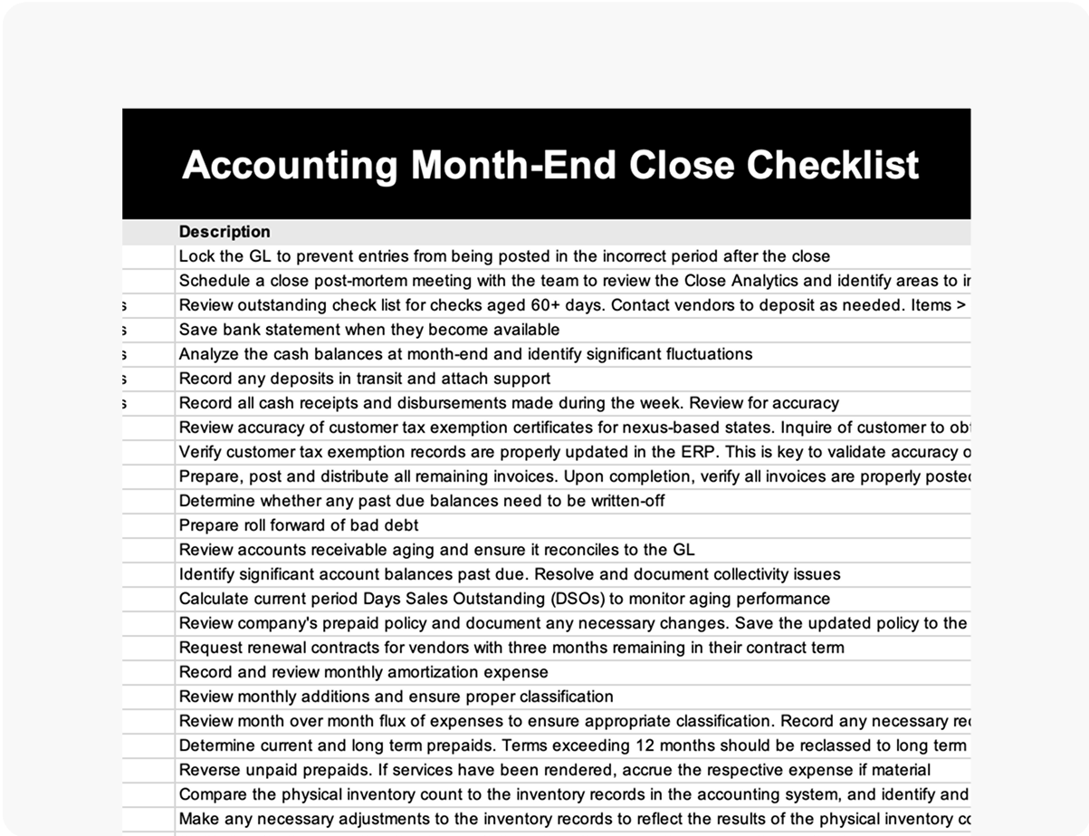 Accounting Month end close checklist preview Accounting Month end close checklist preview