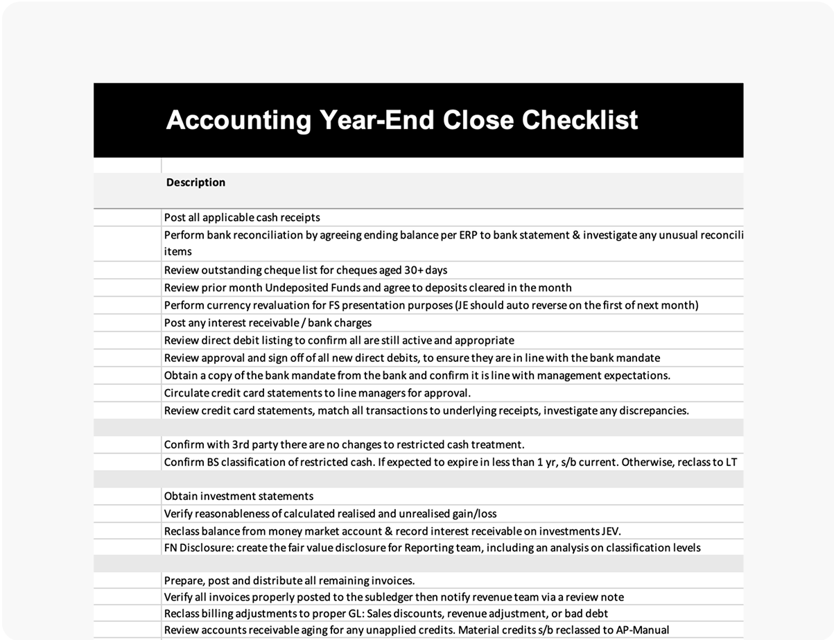 Accounting year end close checklist parent Accounting year end close checklist parent