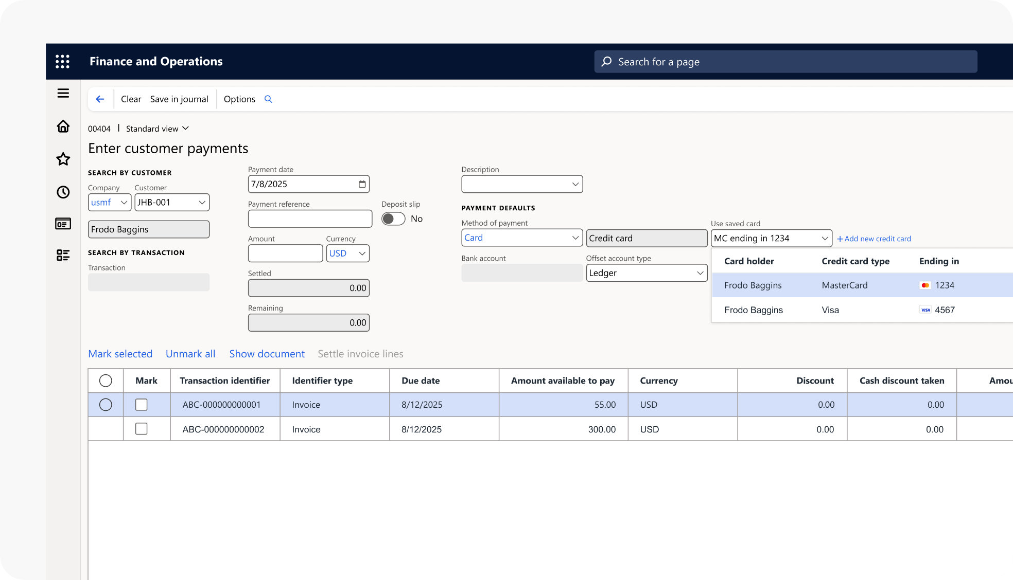 Run transactions without leaving Microsoft Dynamics F&O