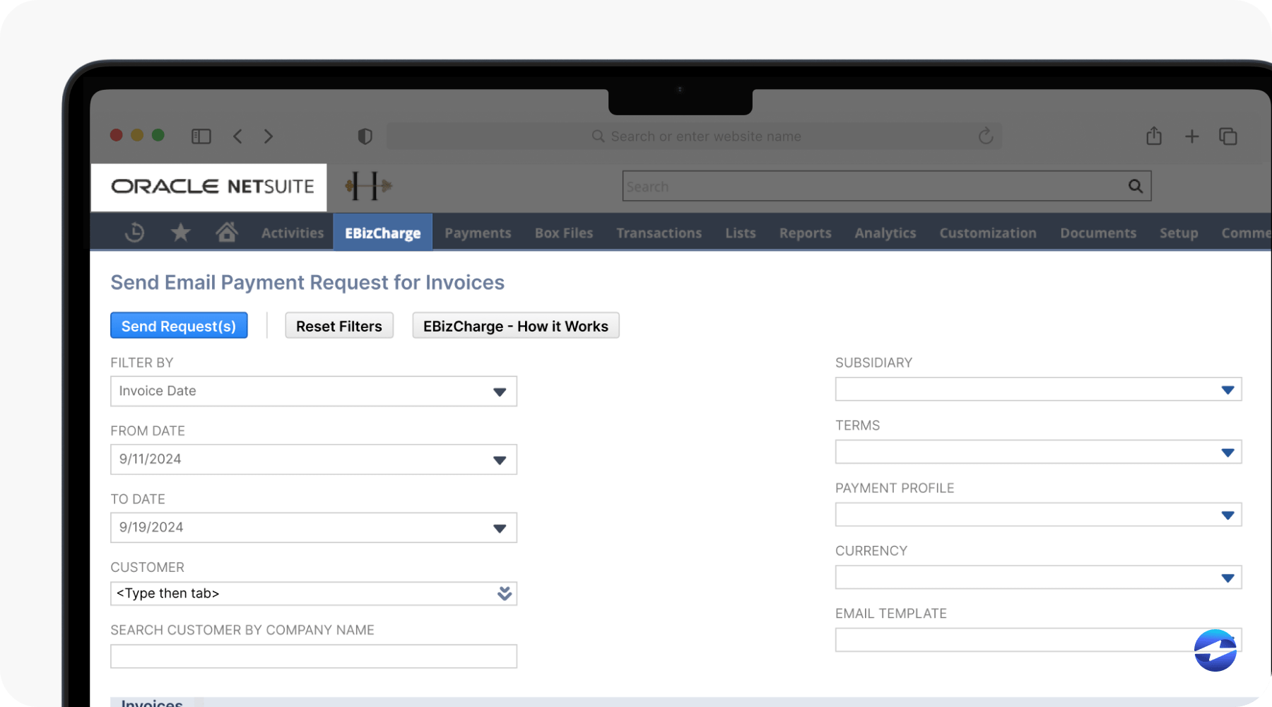 EBizCharge and oracle integration for netsuite