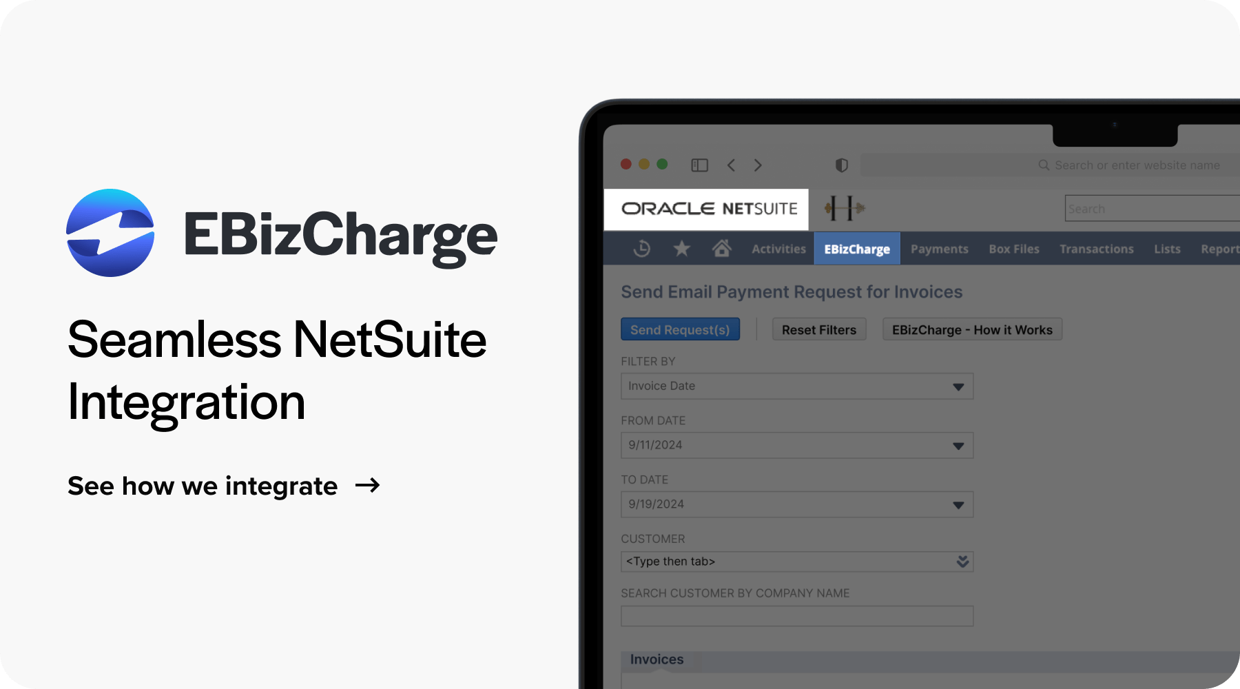 EBizCharge is a seamless netsuite integration